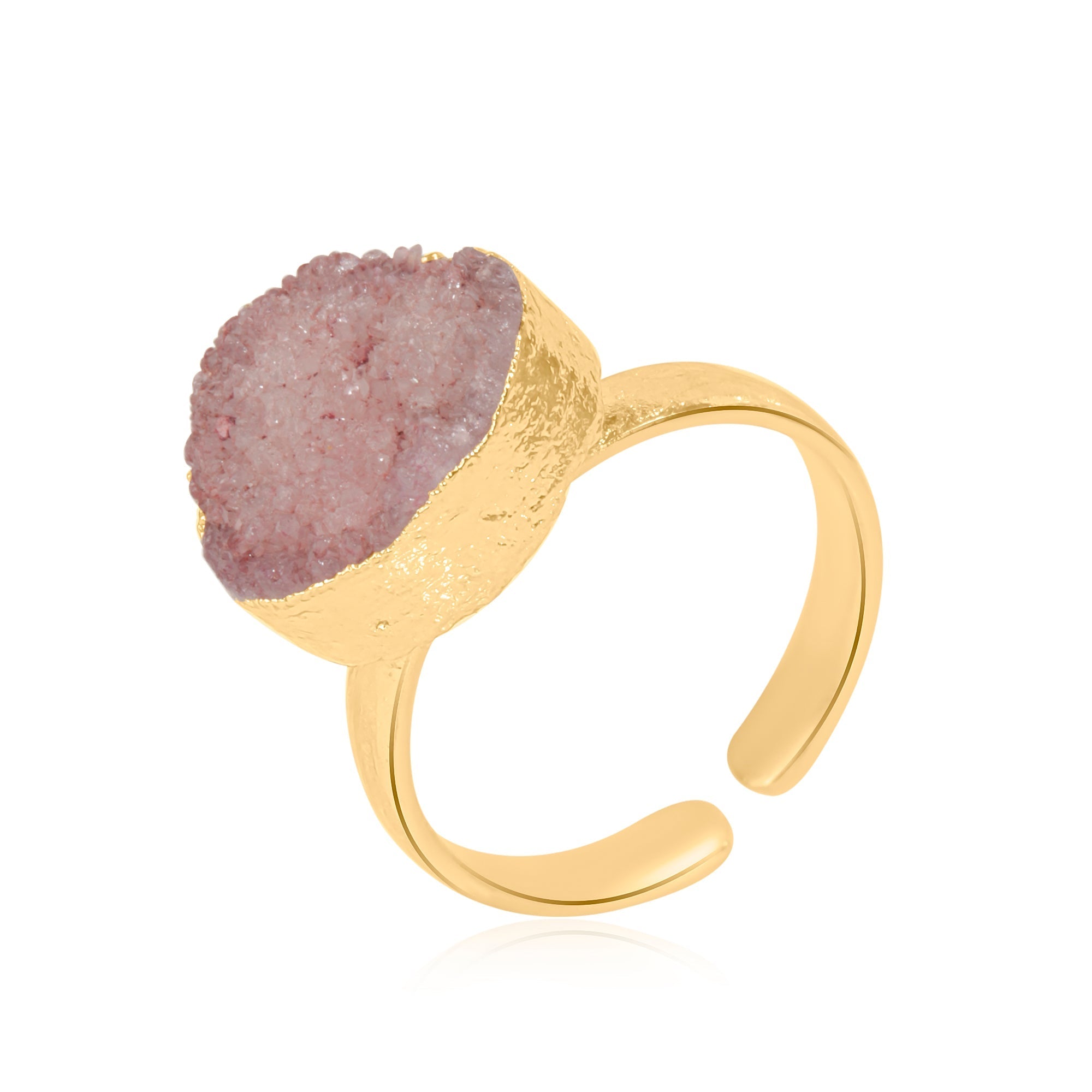 Pink Druzy Adjustable Statement Ring