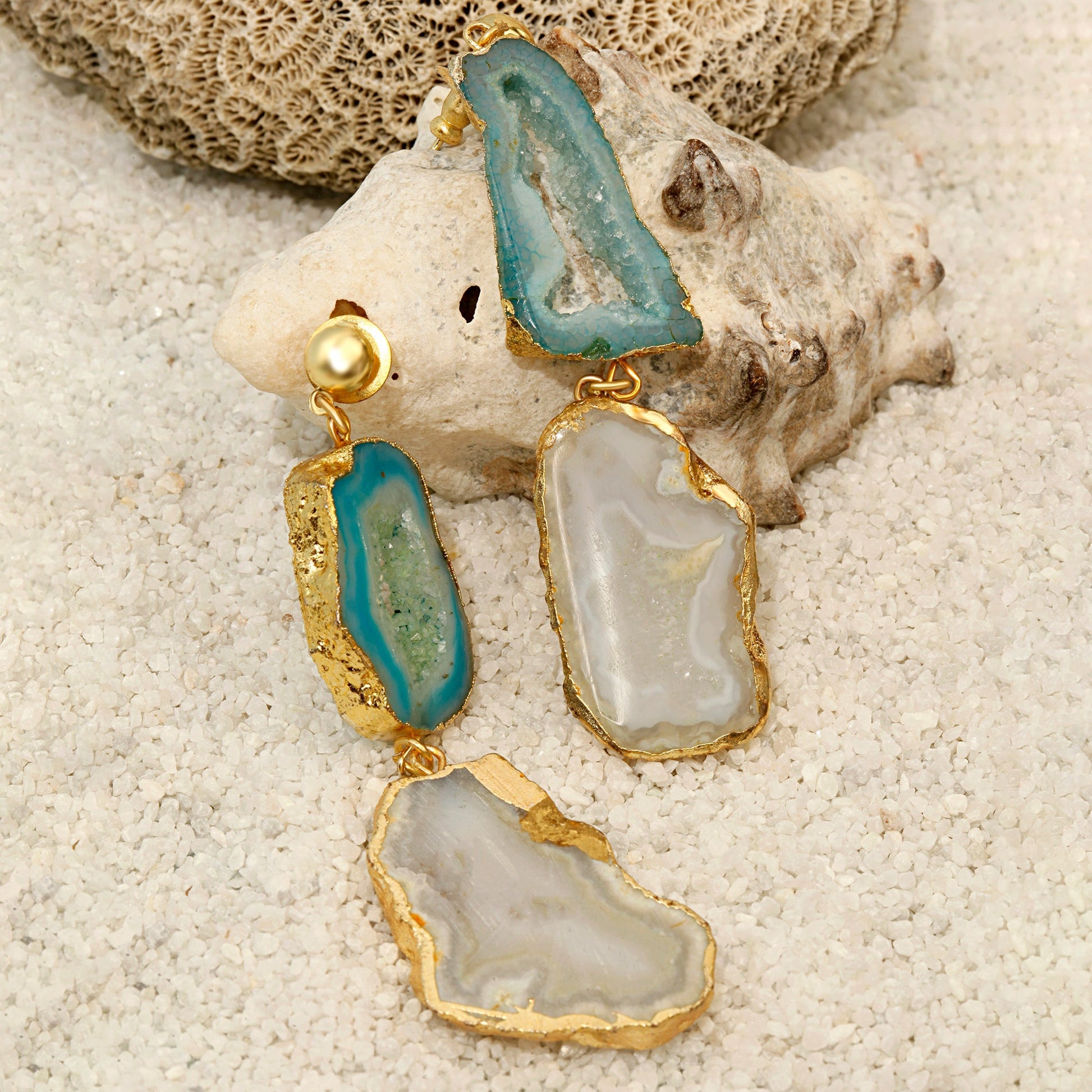 Recherche Aqua Agate Drop Earrings