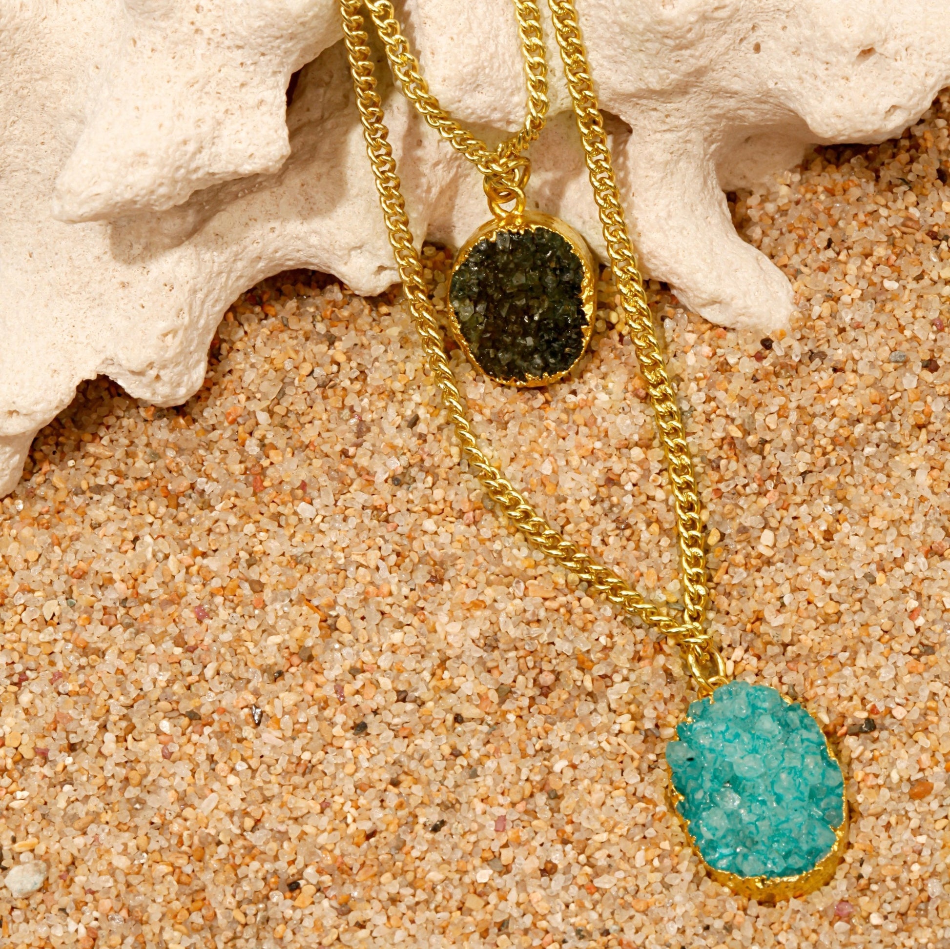 Green Druze Brass Necklace