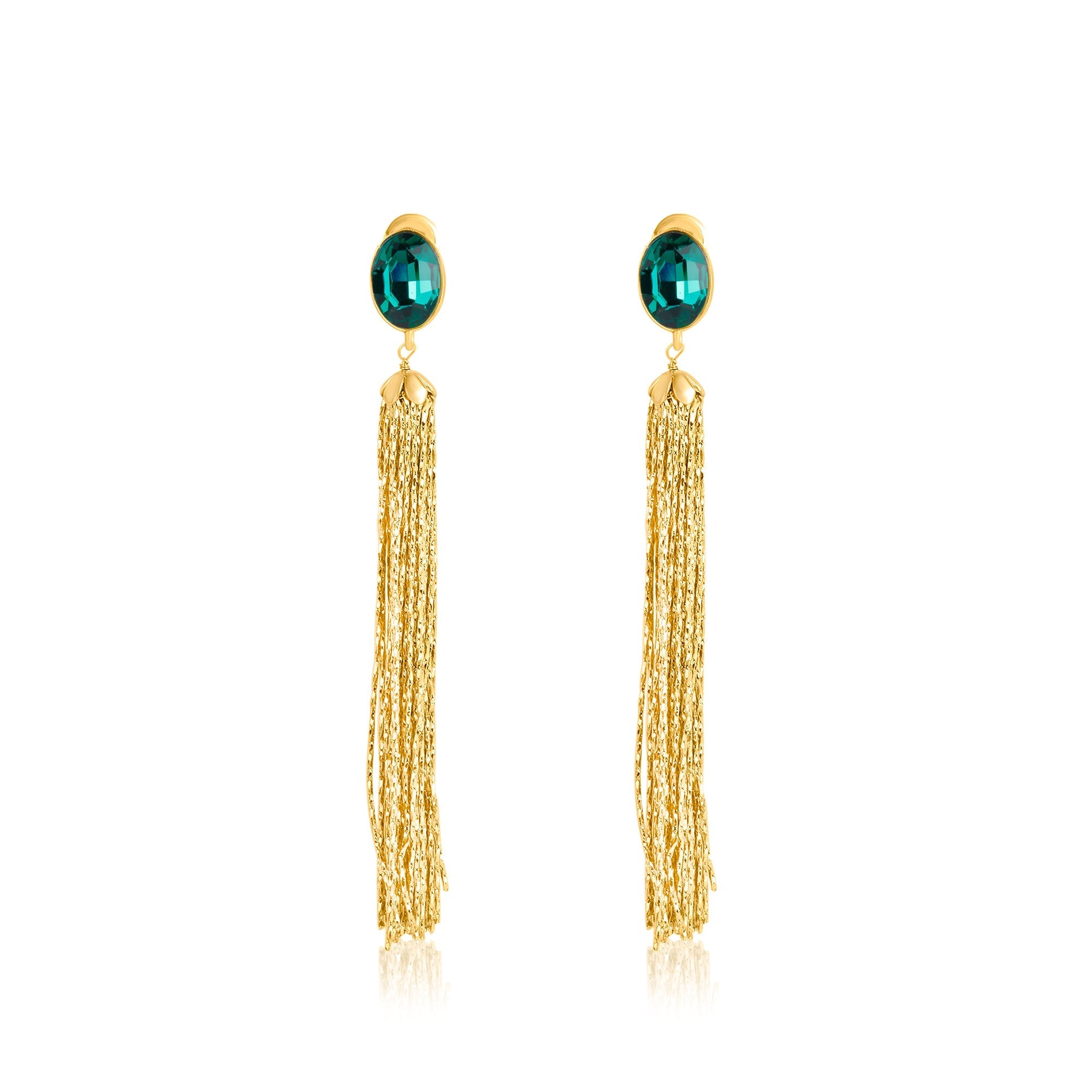 Emerald Swarovski Tassel Crystal Earrings