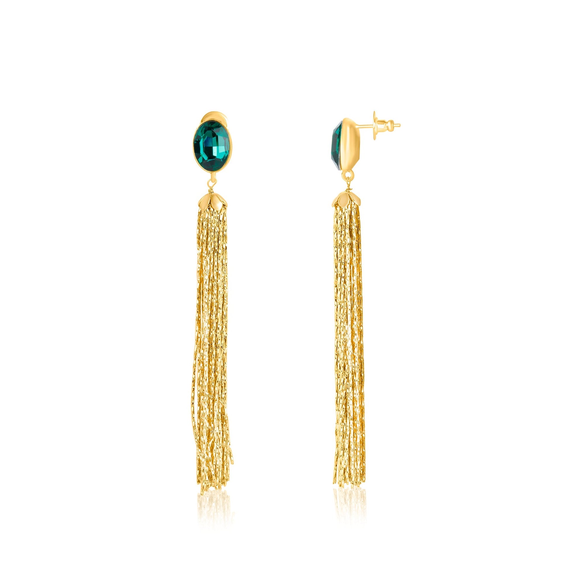 Emerald Swarovski Tassel Crystal Earrings