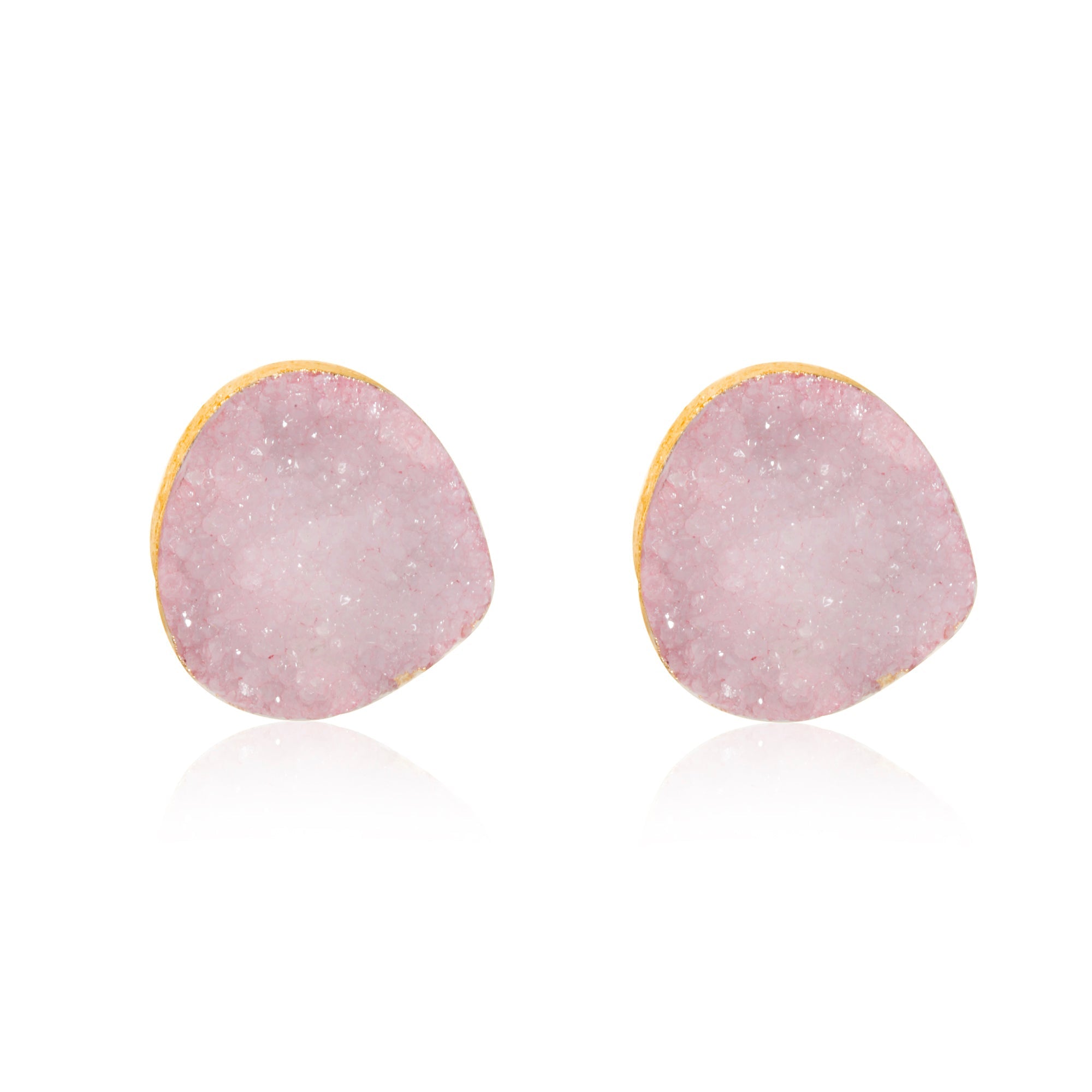 Pink Druzy Crystal Stud Drop Earrings