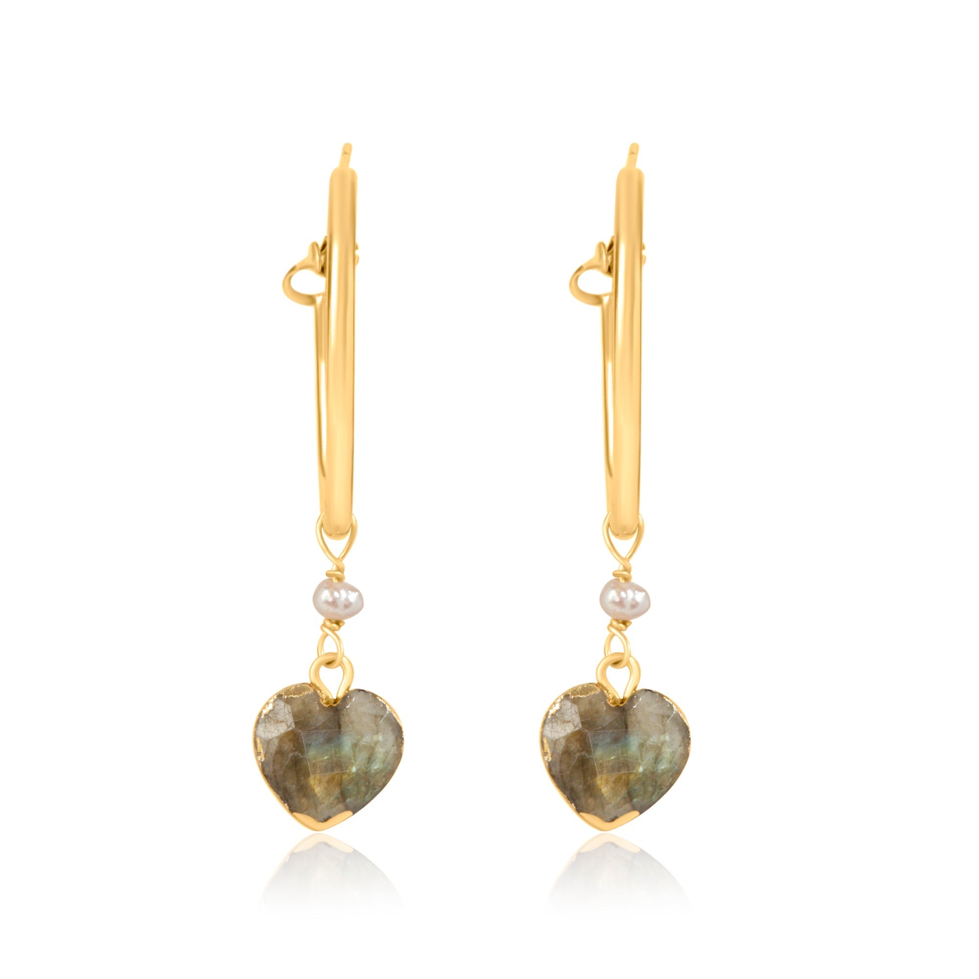 Recherche Labradorite Heart Hoop Earrings