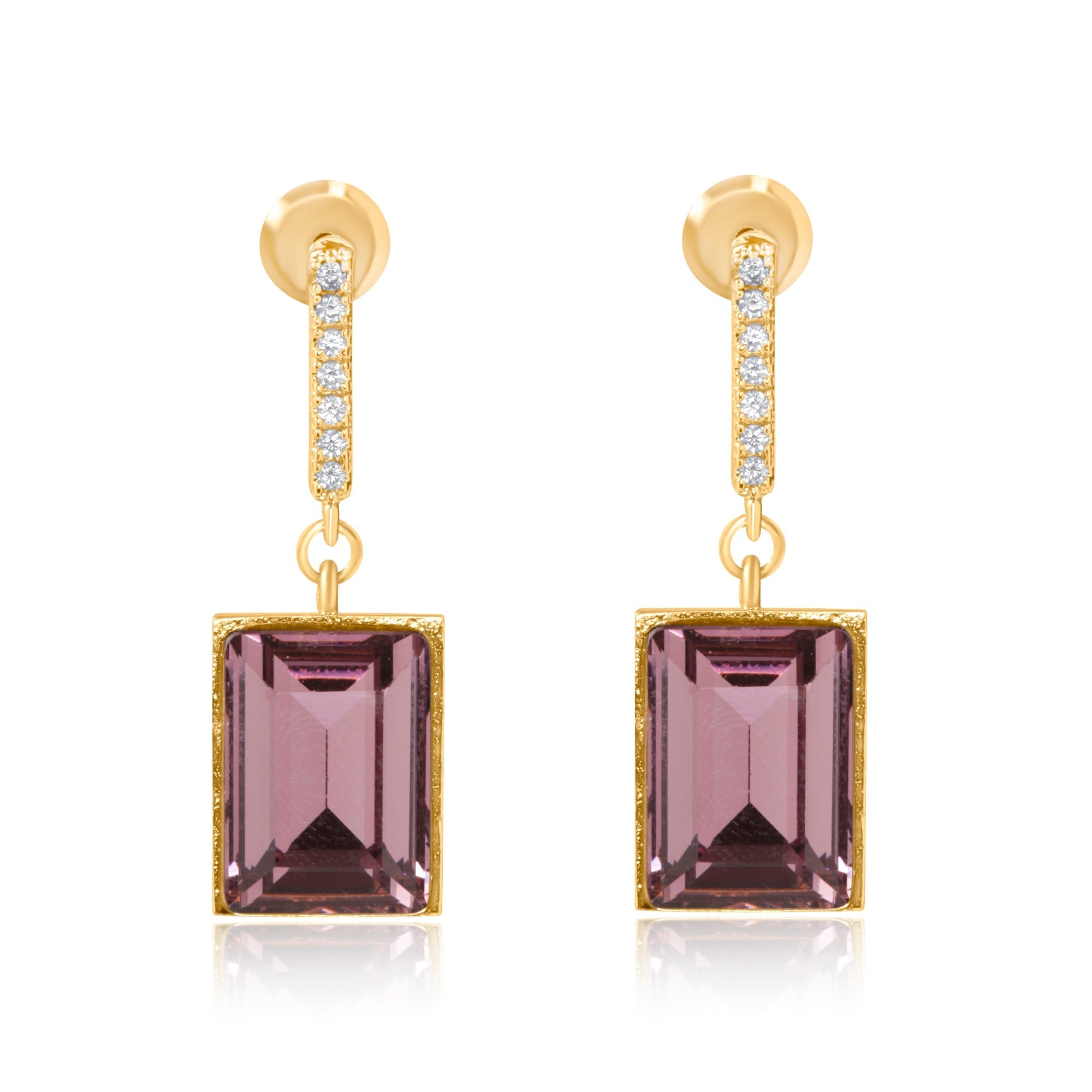 Plum Amethyst Swarovski Stud Earrings
