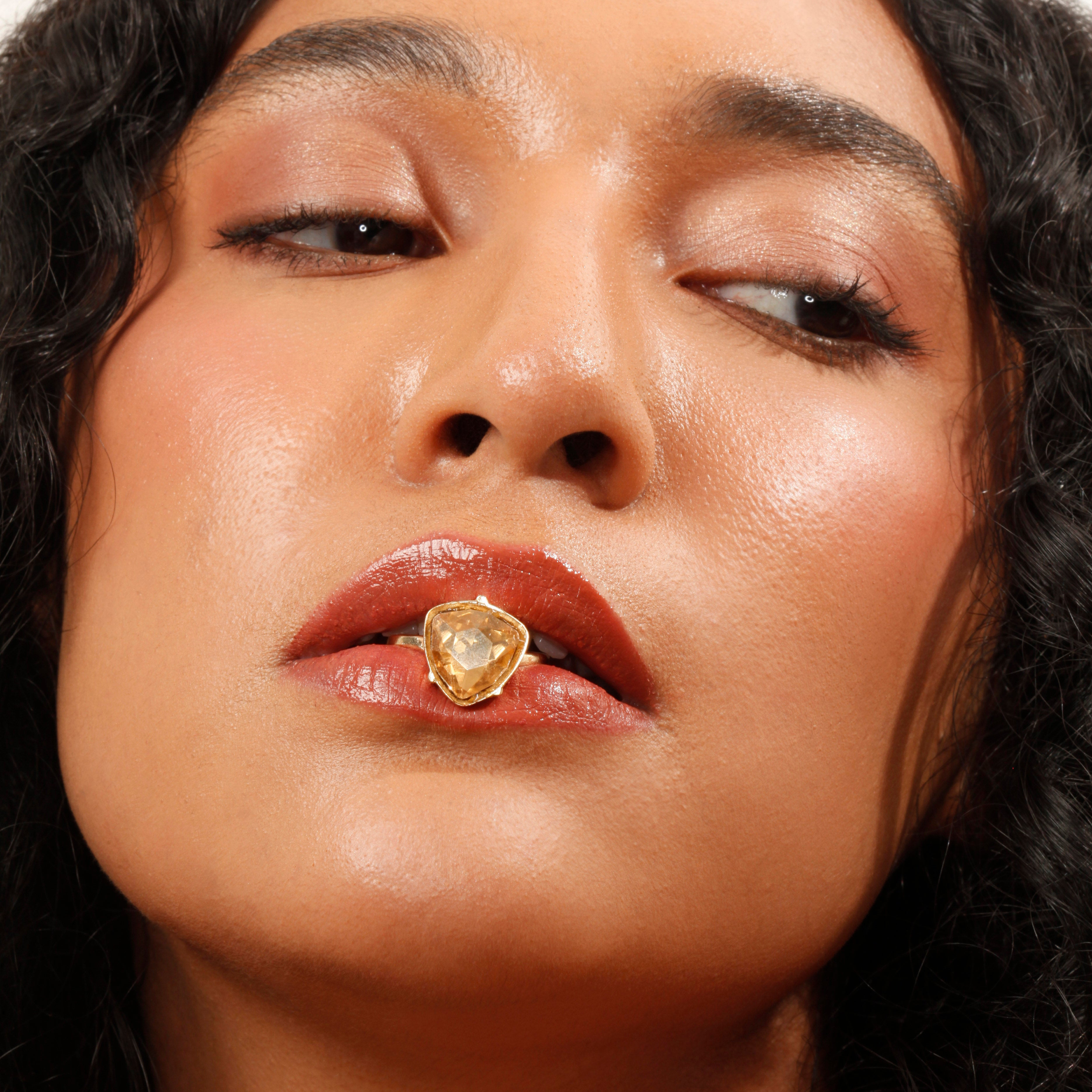 Golden Swarovski Trillion Statement Ring