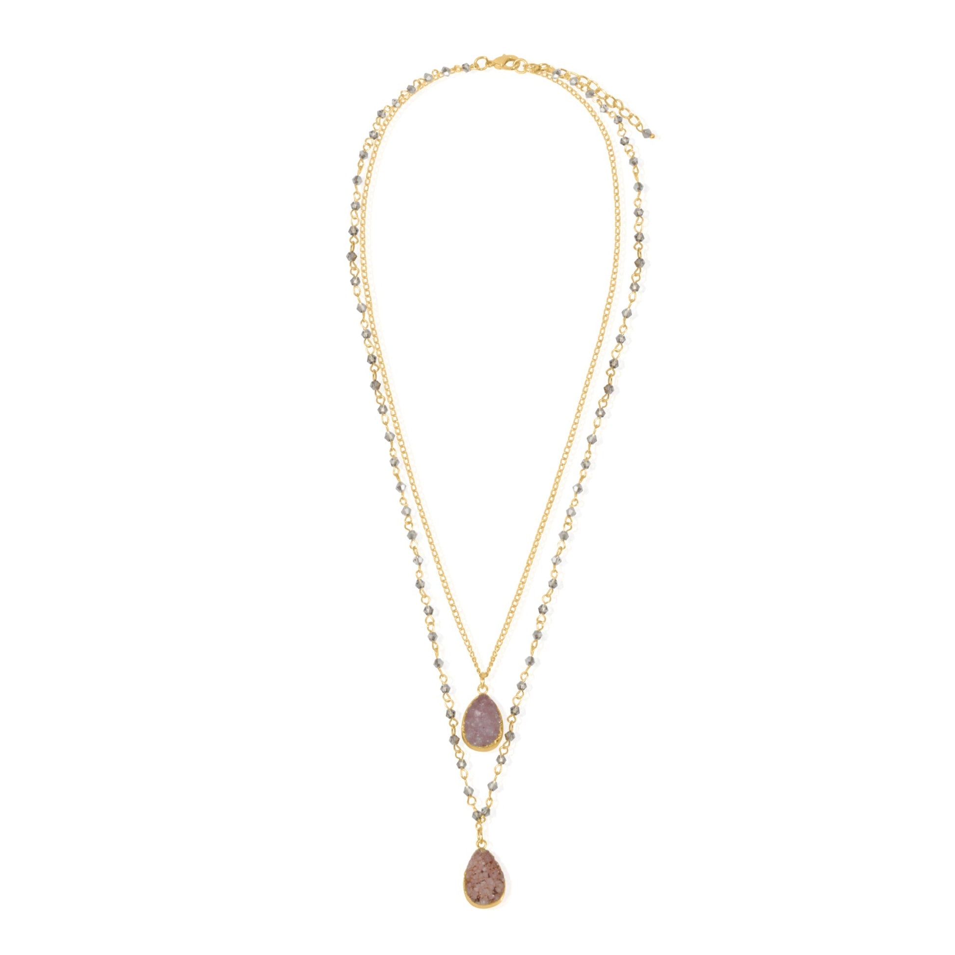 Pink Druze Necklace With Monochrome Outfit