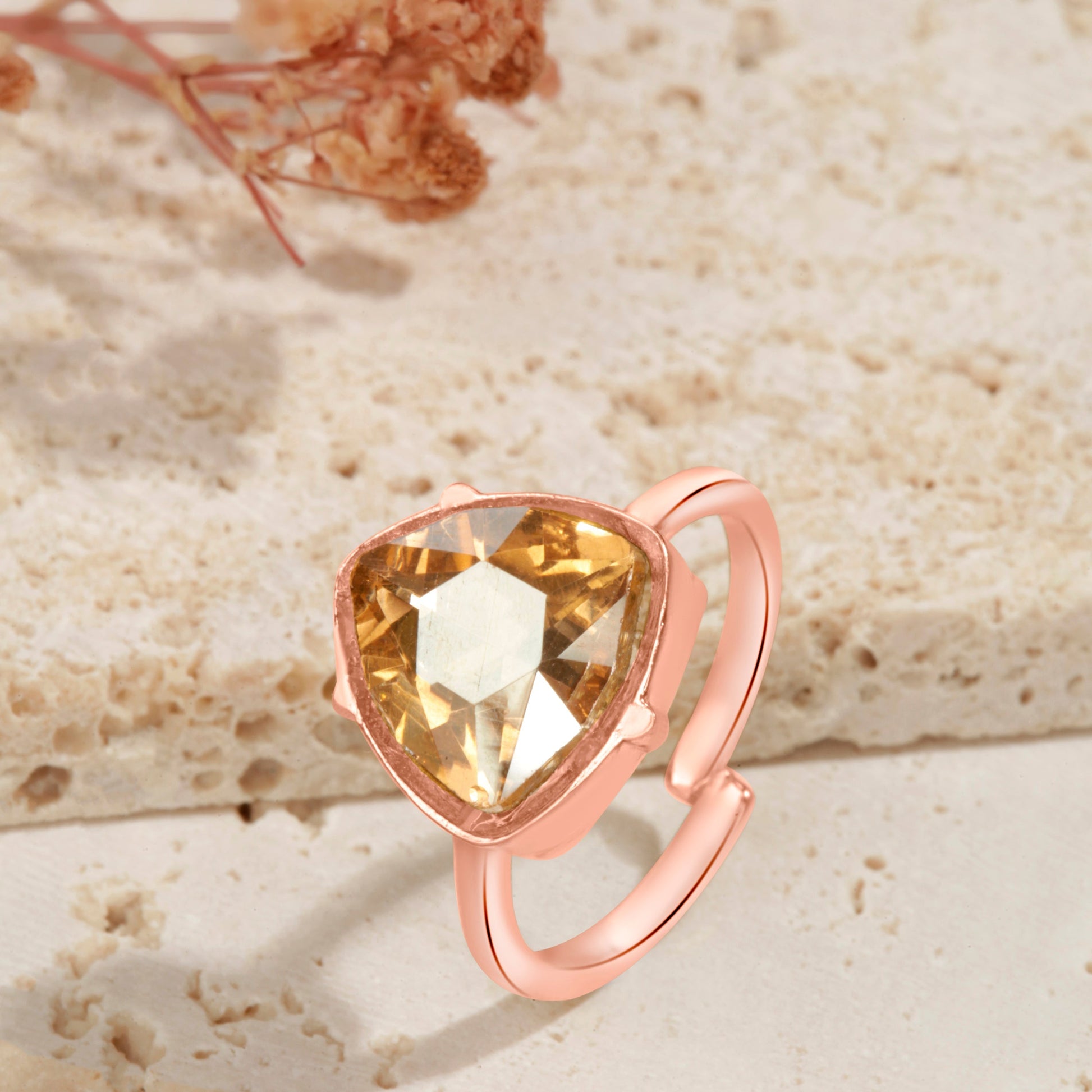 Golden Swarovski Trillion Statement Ring
