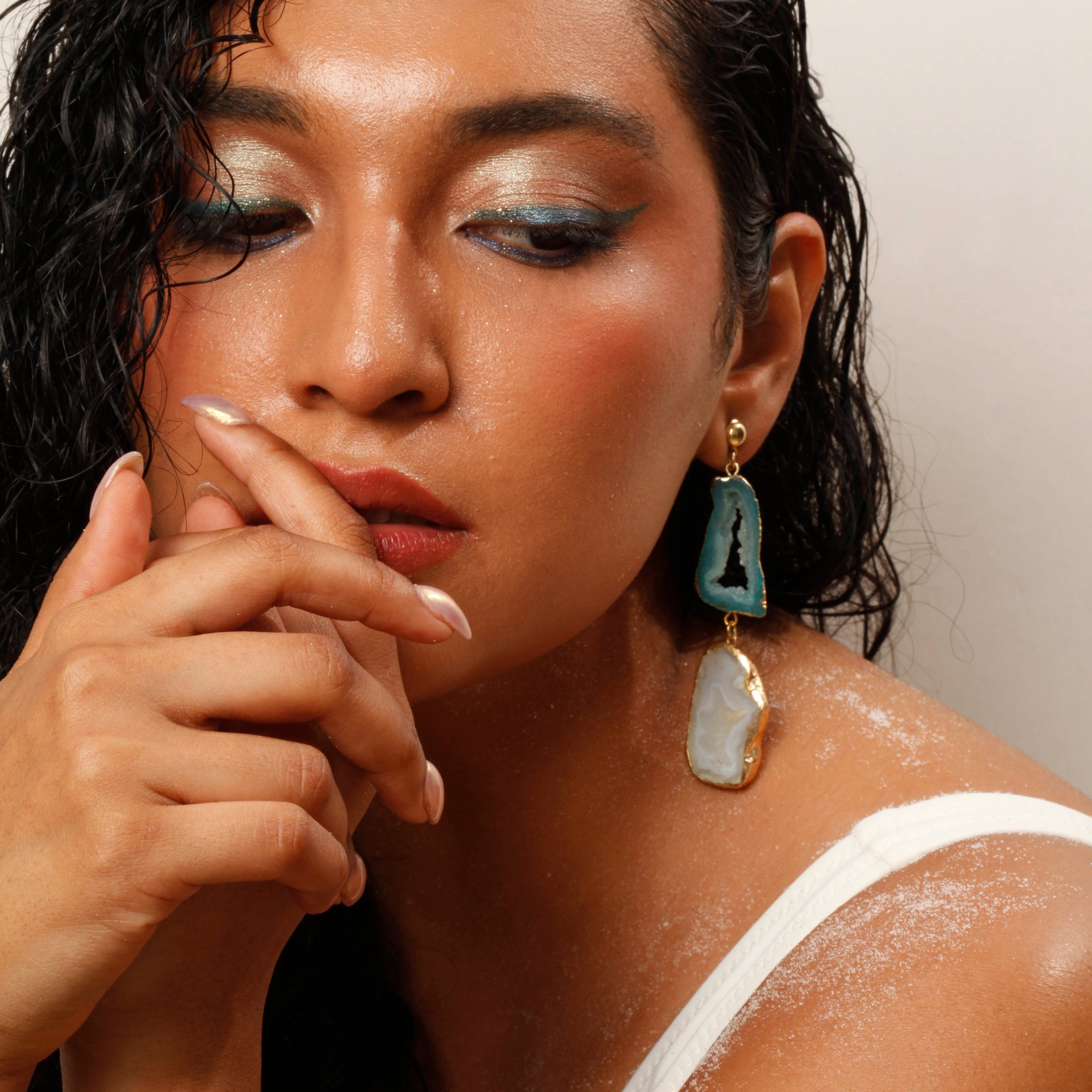 Recherche Aqua Agate Drop Earrings