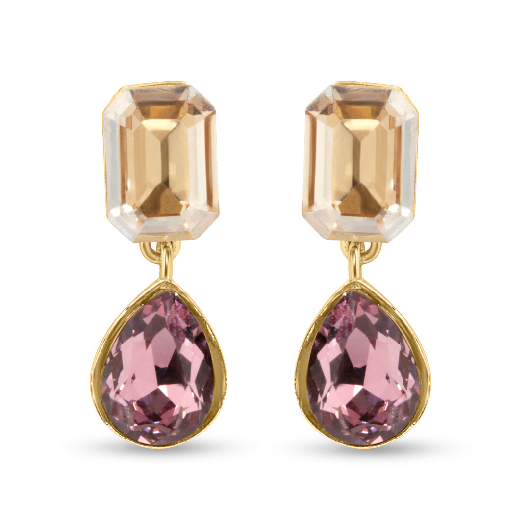 Golden Shadow Plum Swarovski Drop Earrings
