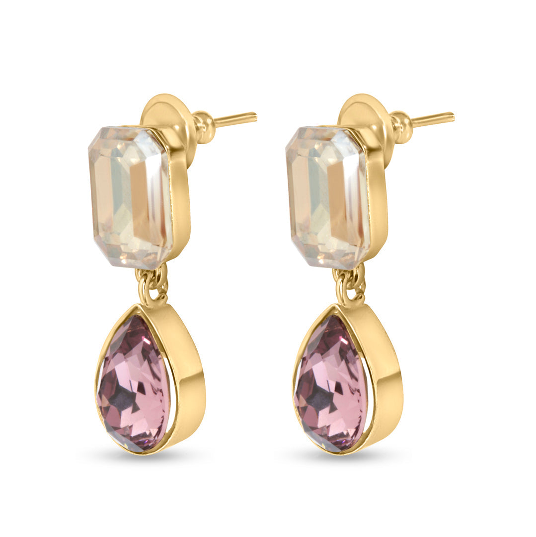 Golden Shadow Plum Swarovski Drop Earrings