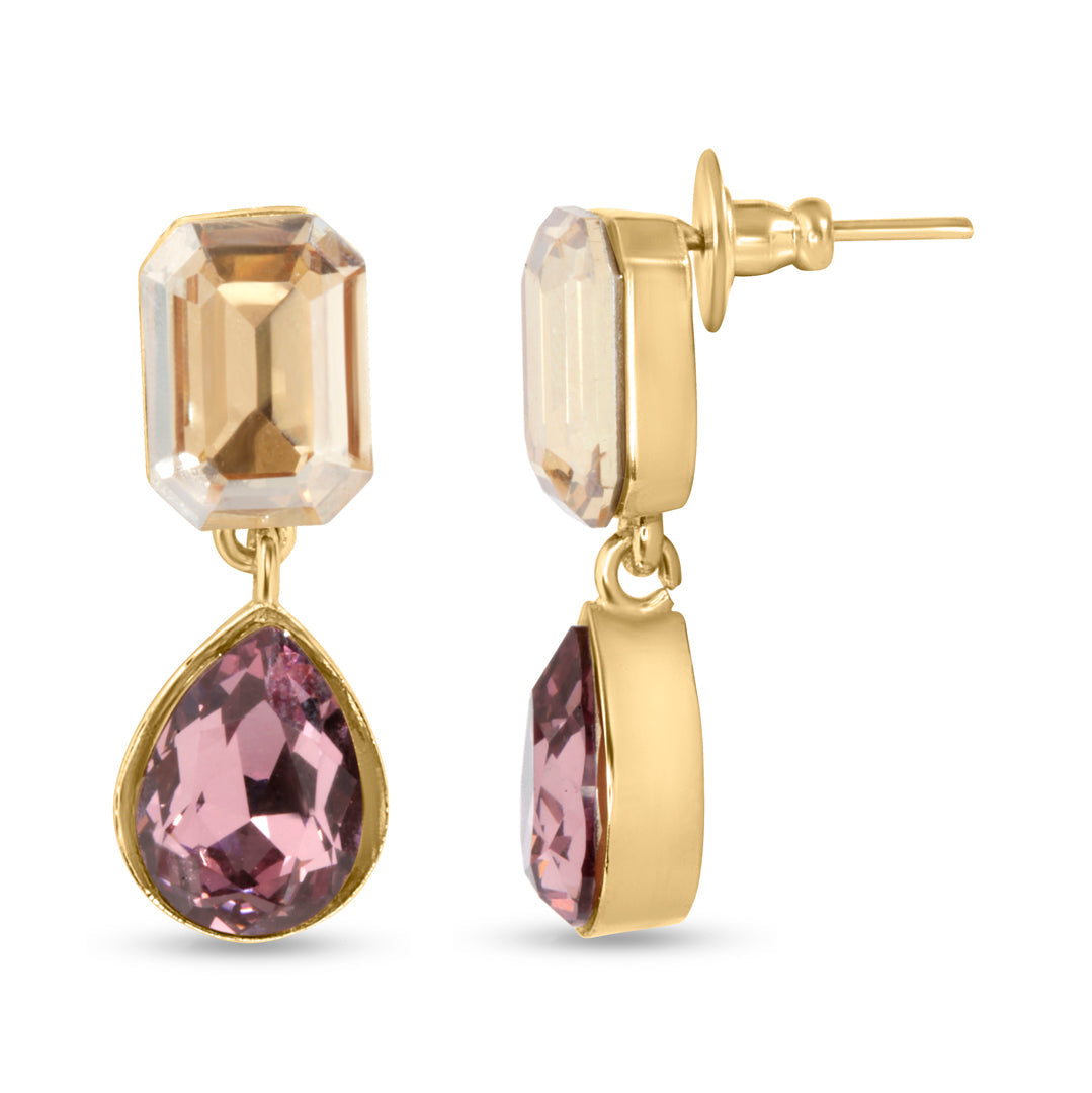 Golden Shadow Plum Swarovski Drop Earrings