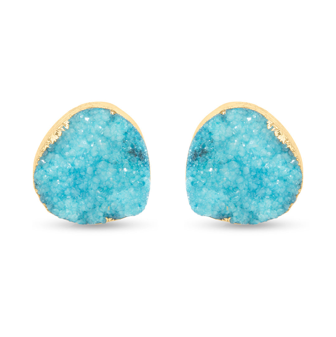 Aqua Druzy Stone Drop Earrings for Women