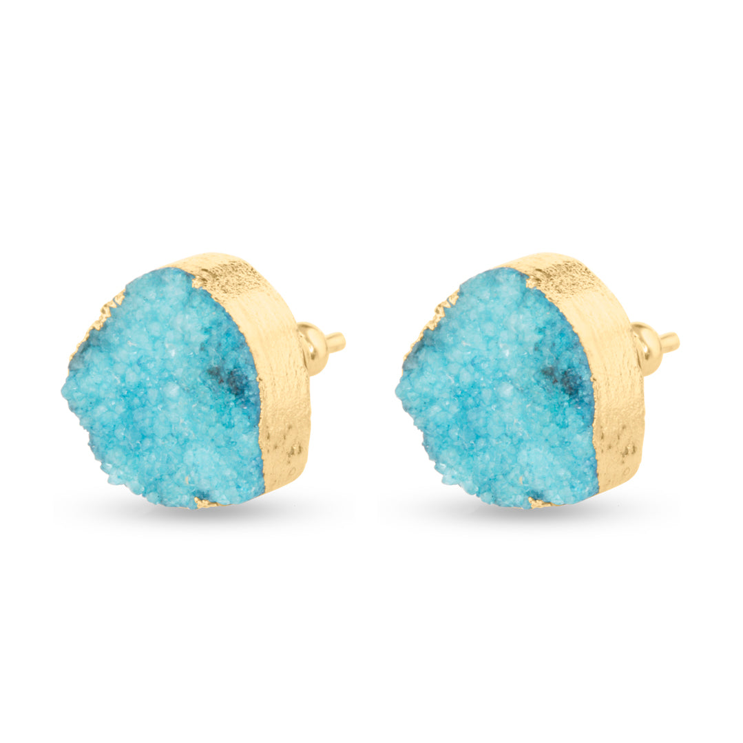 Aqua Druzy Stone Drop Earrings for Women