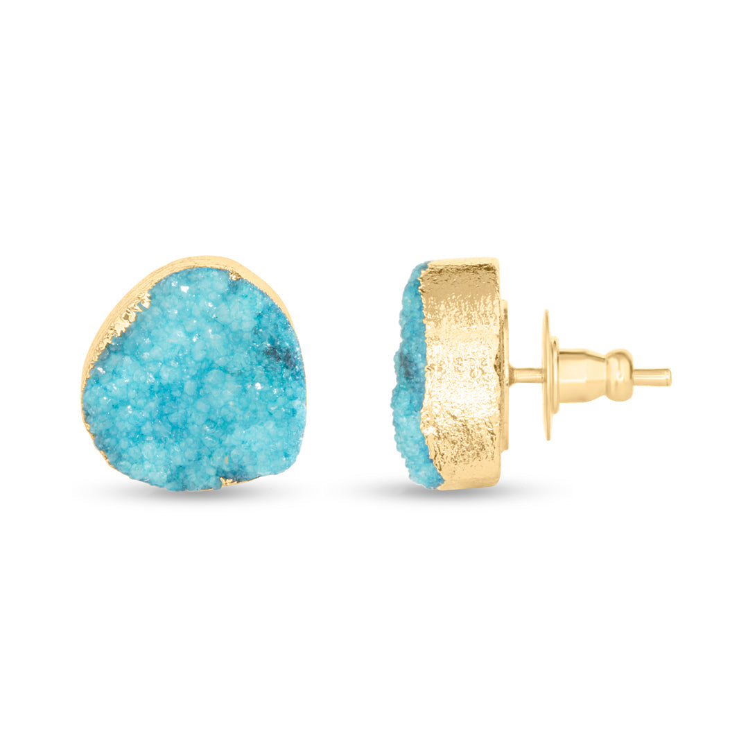 Aqua Druzy Stone Drop Earrings for Women