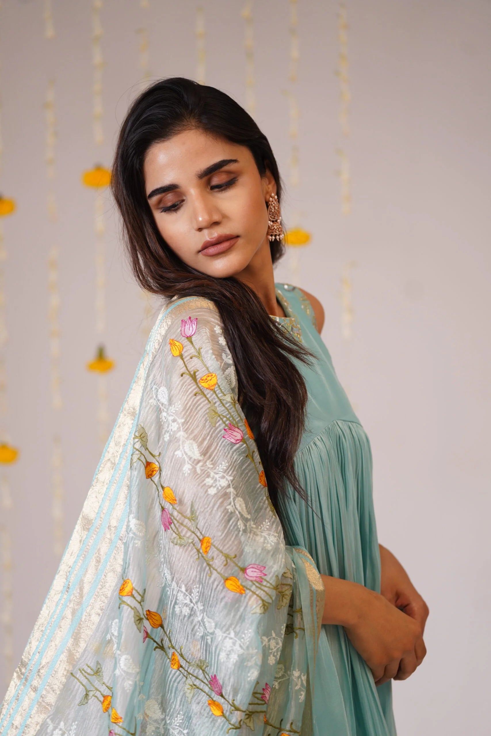 Mandhaara Aasamaanee Sky Blue Tissue Sharara Set with Dupatta - Festive Sharara