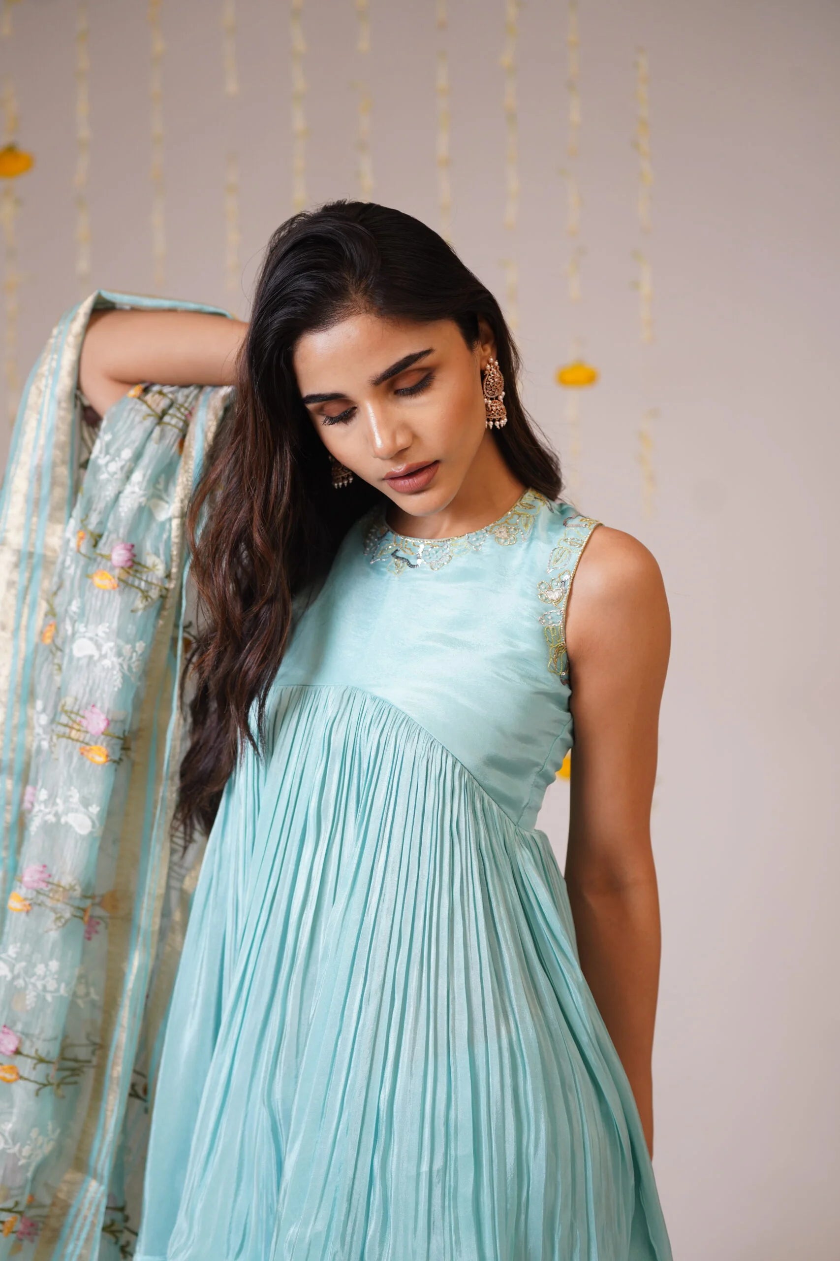 Mandhaara Aasamaanee Sky Blue Tissue Sharara Set with Dupatta - Festive Sharara