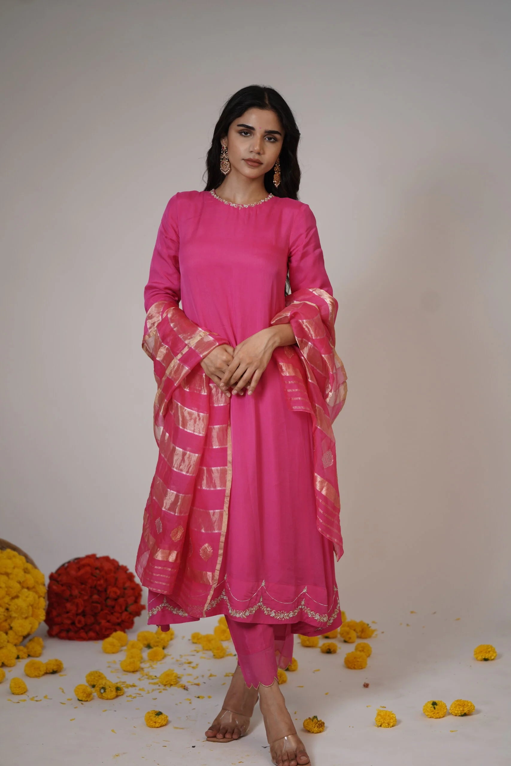 Mandhaara Kamala Pink Organza Tunic - Festive & Wedding Tunic
