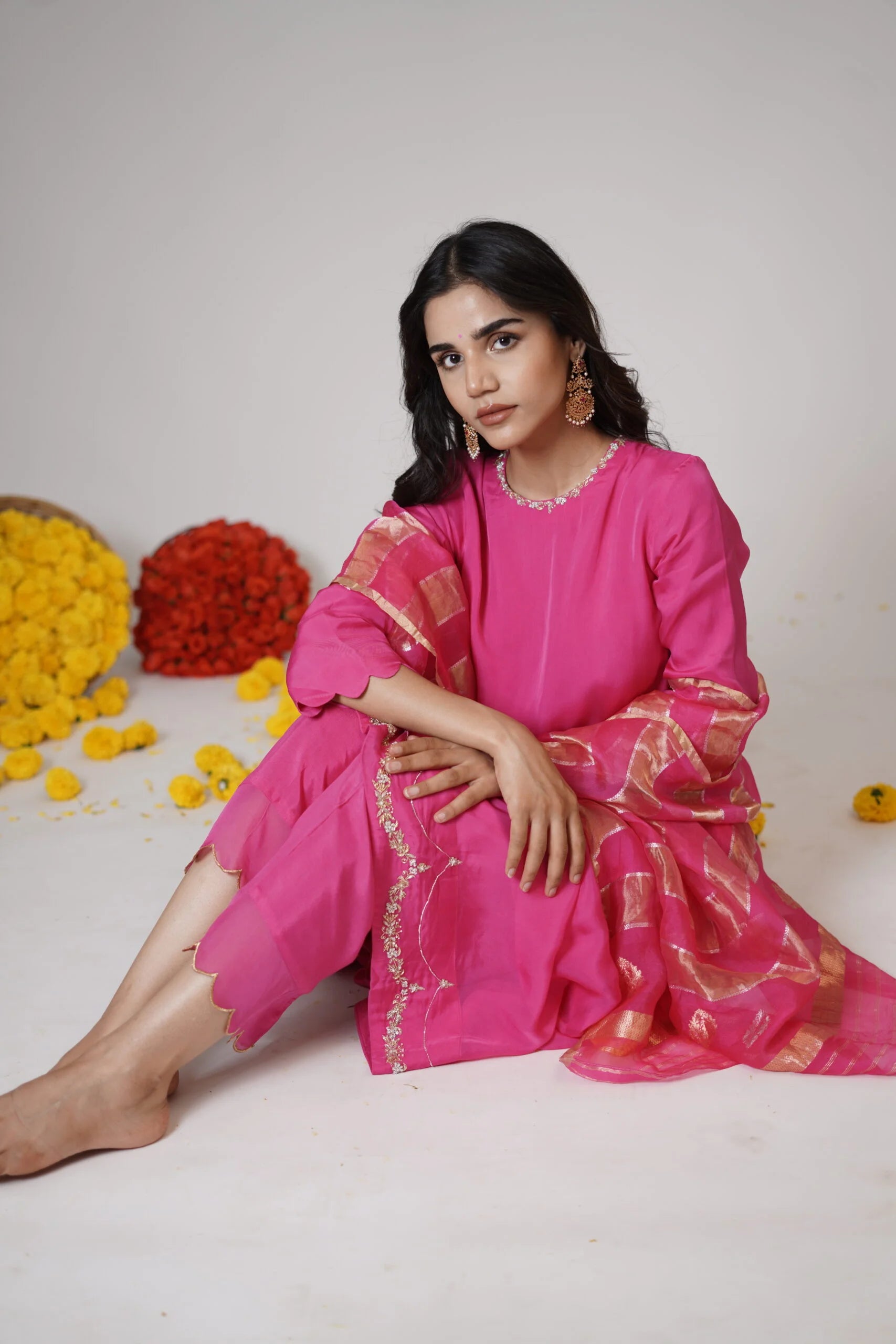 Mandhaara Kamala Pink Organza Tunic - Festive & Wedding Tunic
