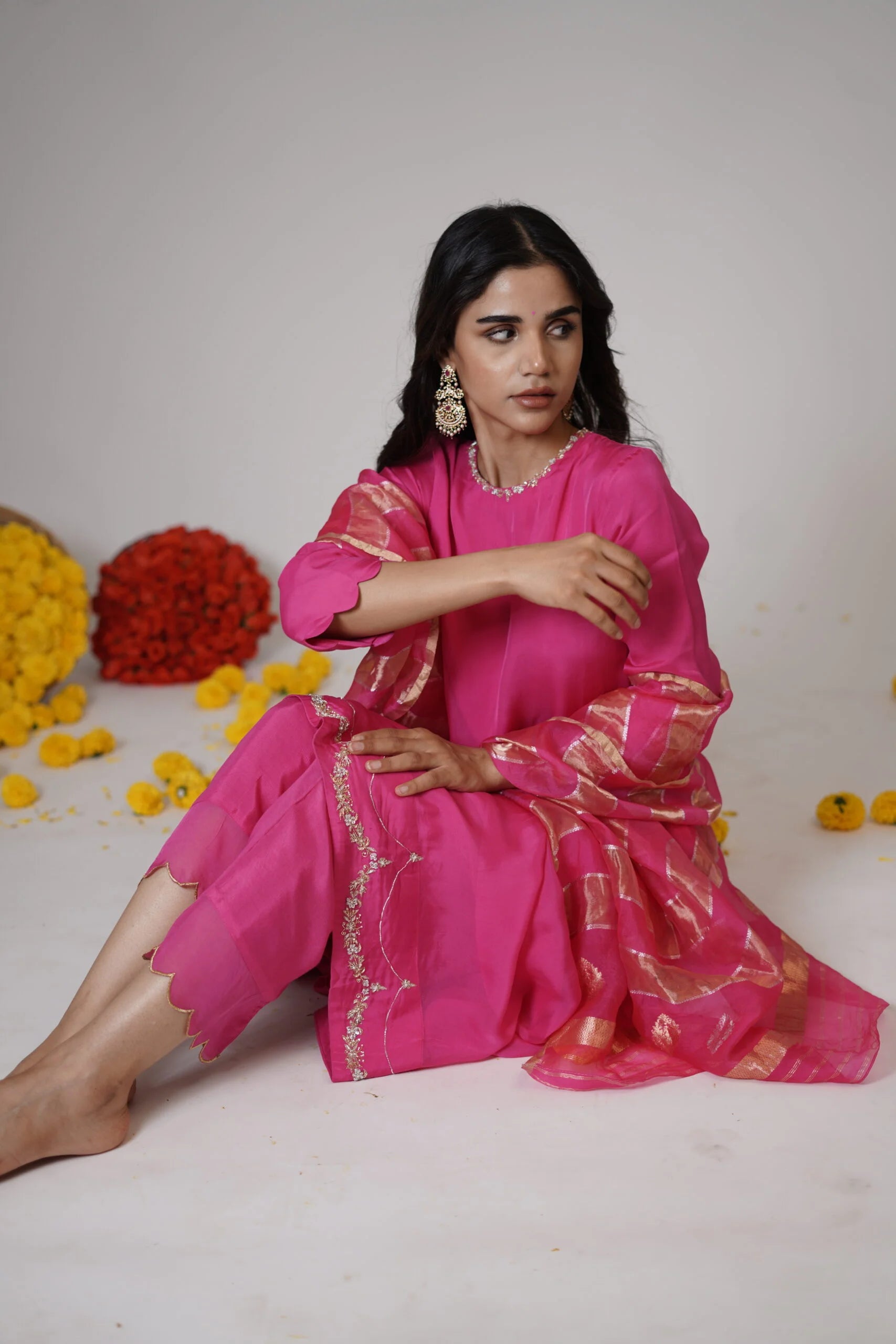 Mandhaara Kamala Pink Organza Tunic - Festive & Wedding Tunic