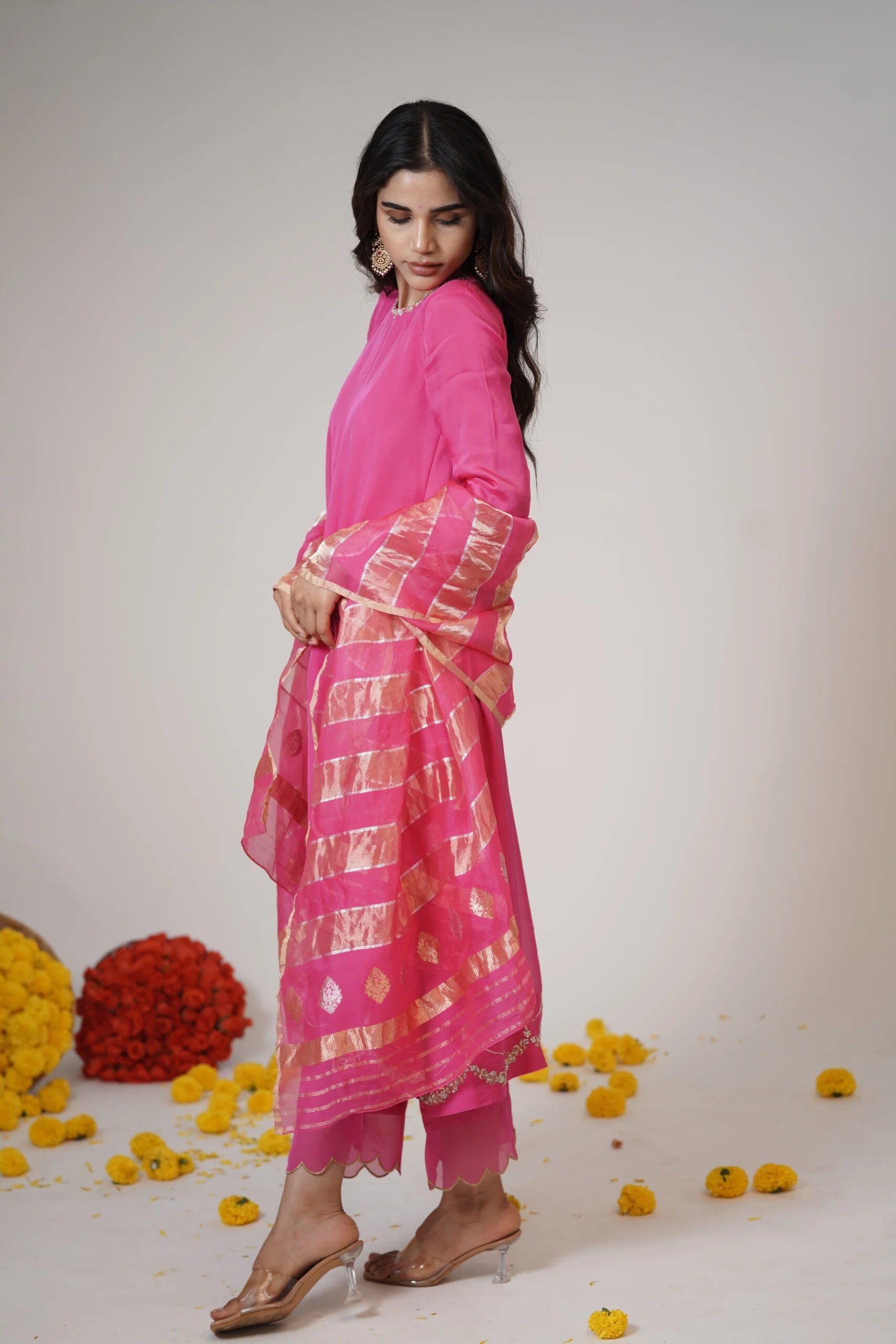 Mandhaara Kamala Pink Organza Tunic - Festive & Wedding Tunic