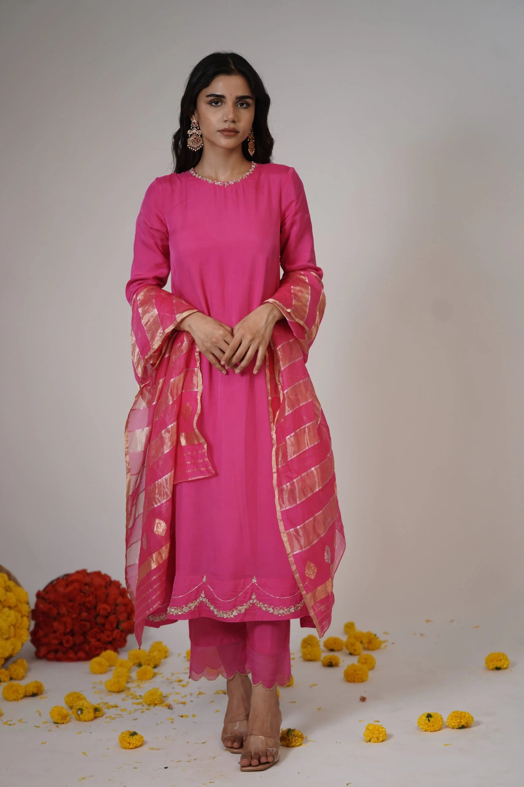 Mandhaara Kamala Pink Organza Tunic - Festive & Wedding Tunic