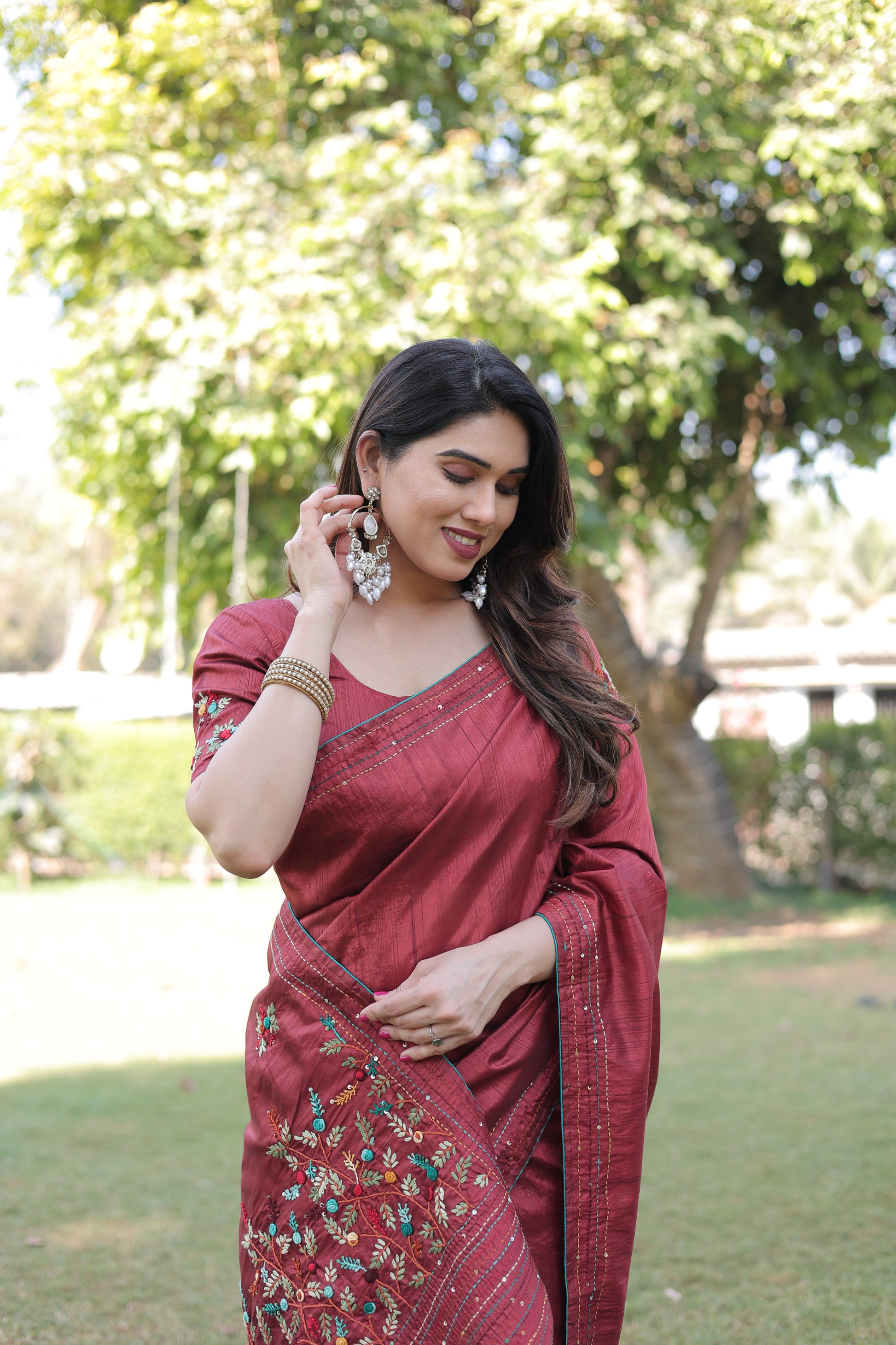 Shanti Red saree with blouse