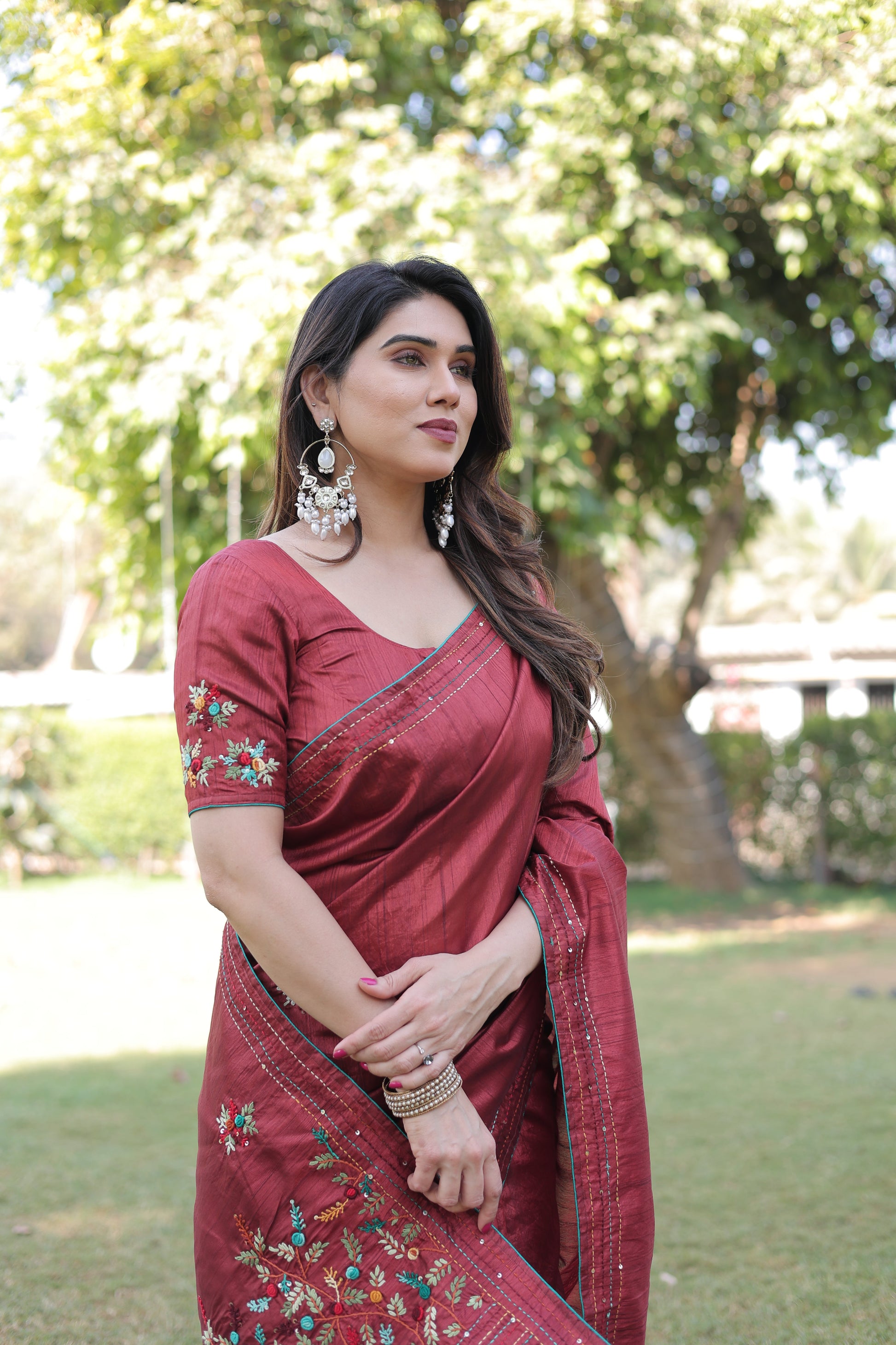 Shanti Red saree with blouse