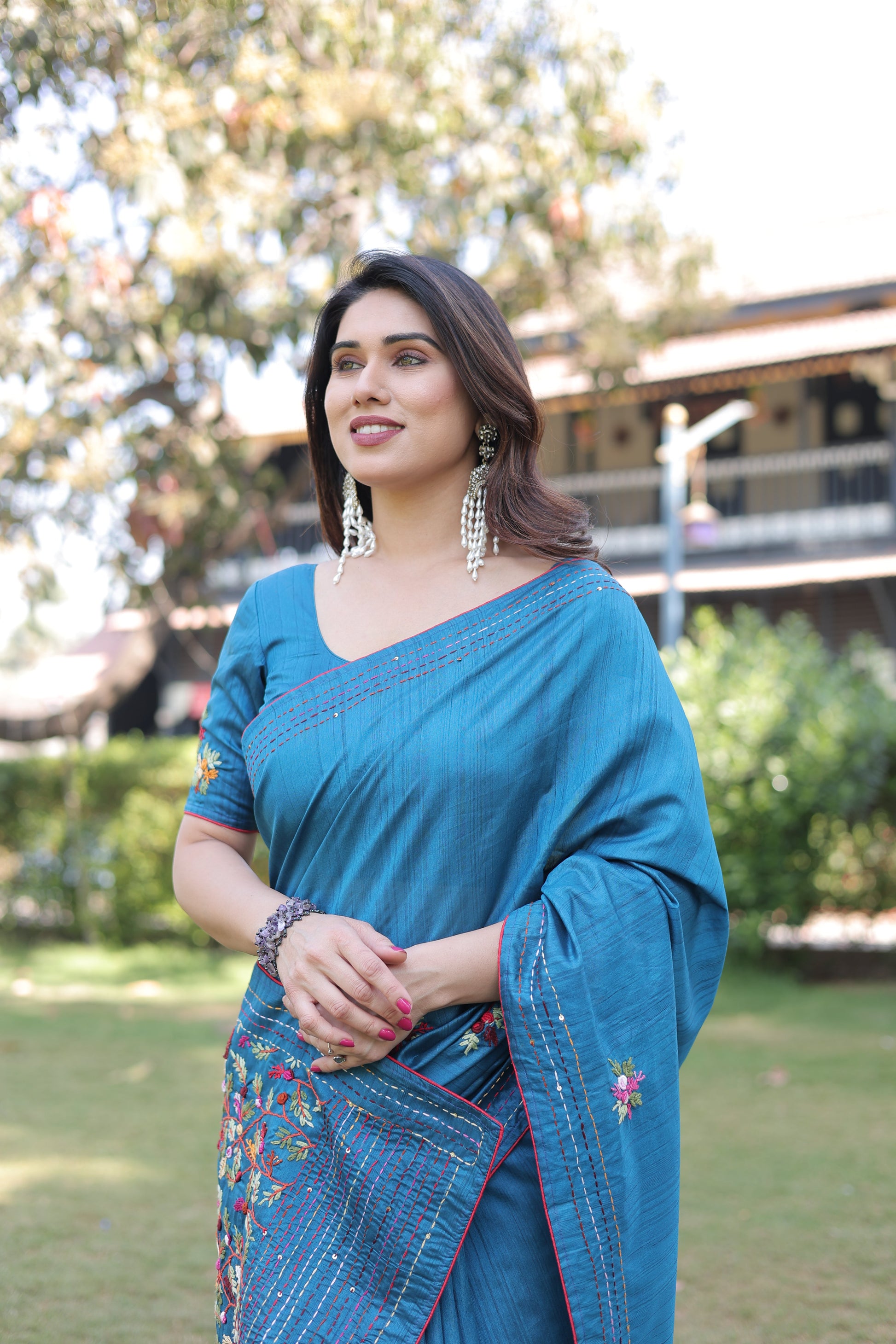 Shanti Blue saree with blouse