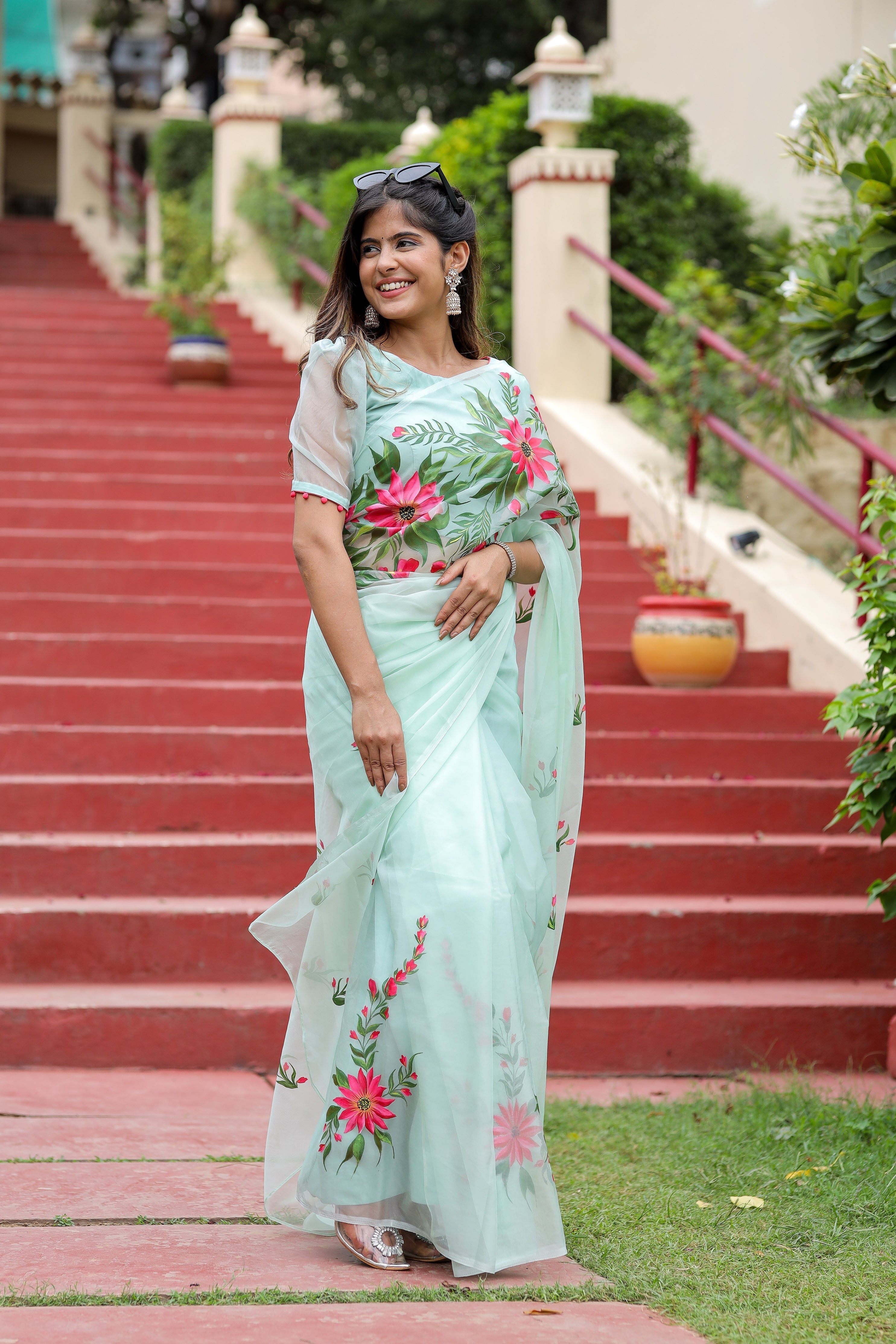 Artistic Garden Whispers (Saree + Picco + Fall + Stitched Blouse)