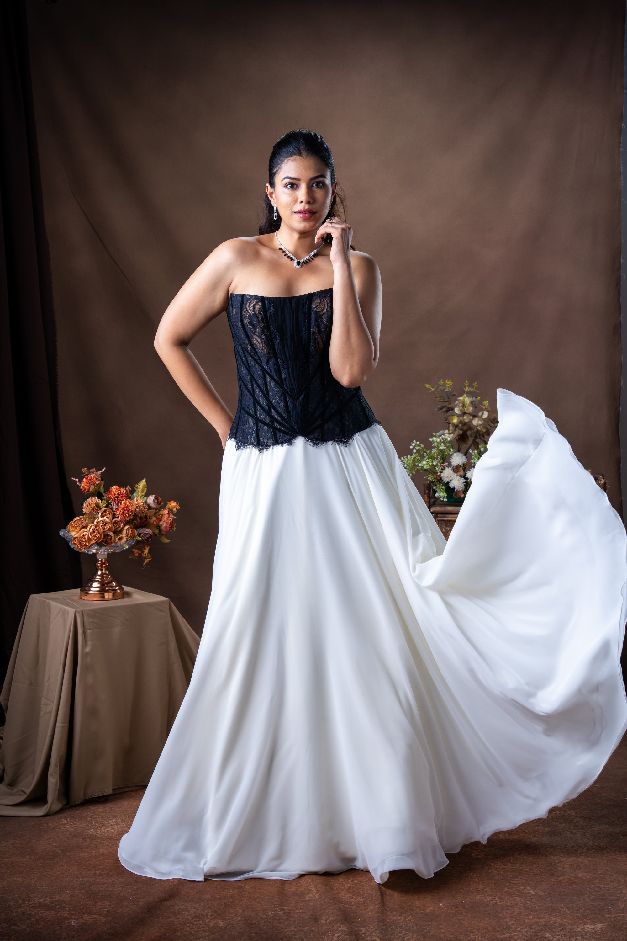 Corset with fitted panels and structured waist