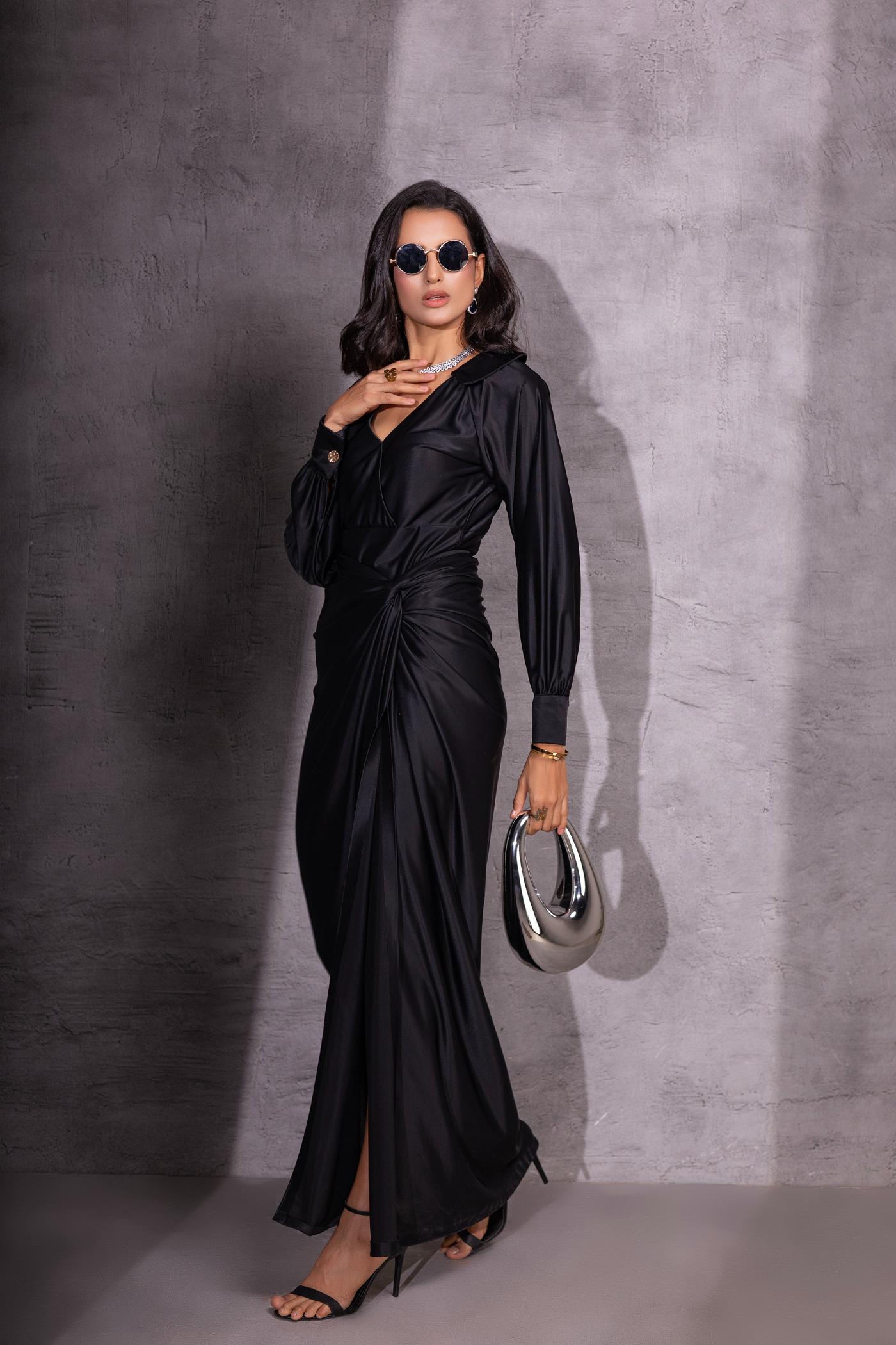 Black Eclipse Top & Knotted Skirt Co-ord set