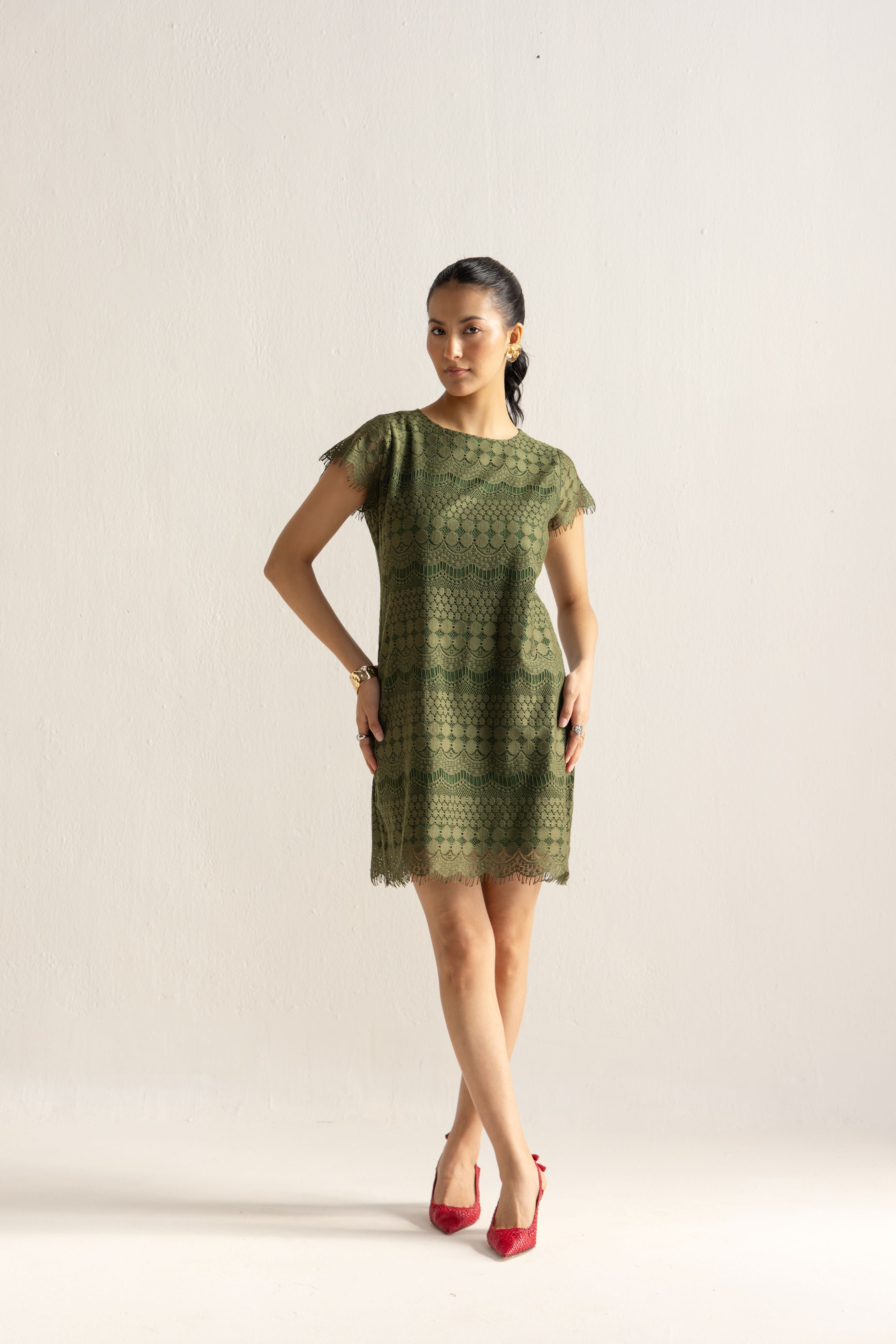 Olive Green Midi dress