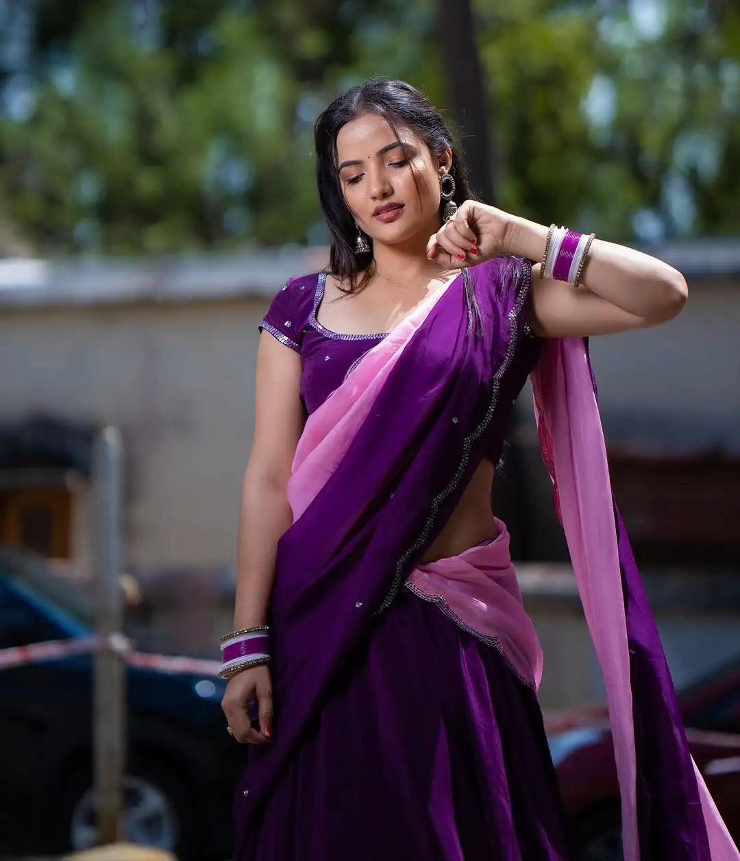 Regal Purple Organza Saree