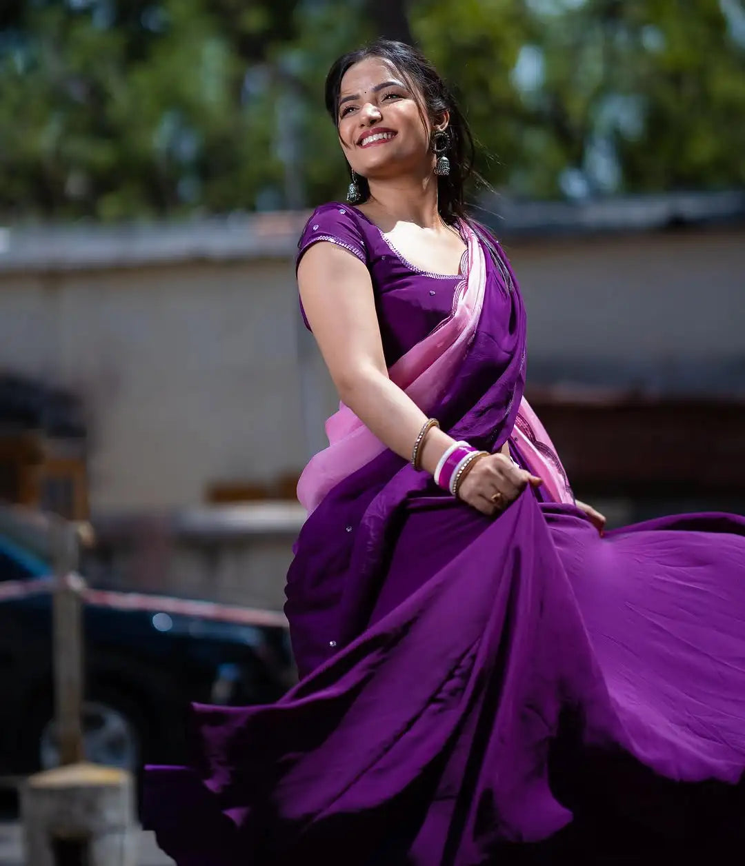 Regal Purple Organza Saree