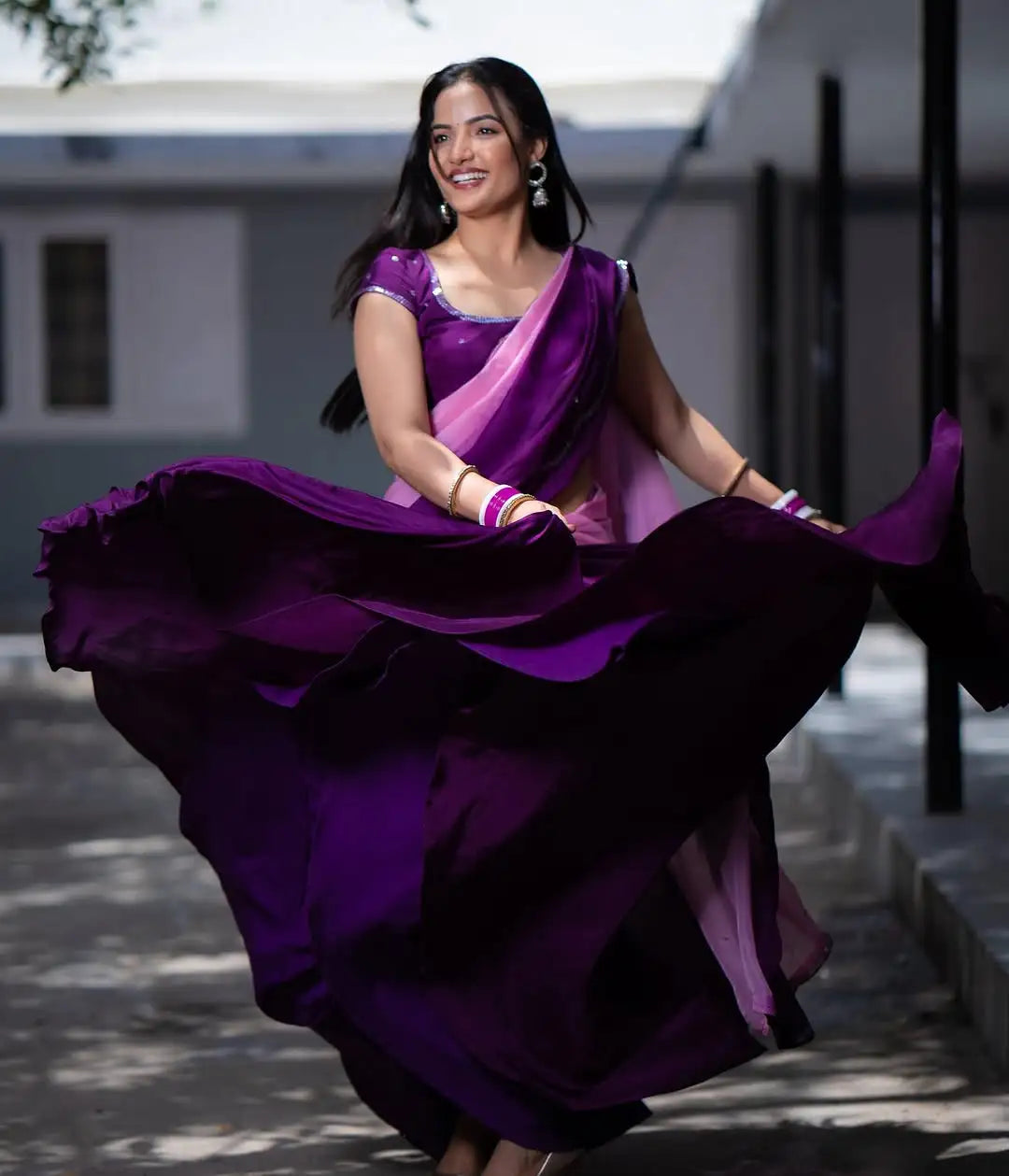 Regal Purple Organza Saree