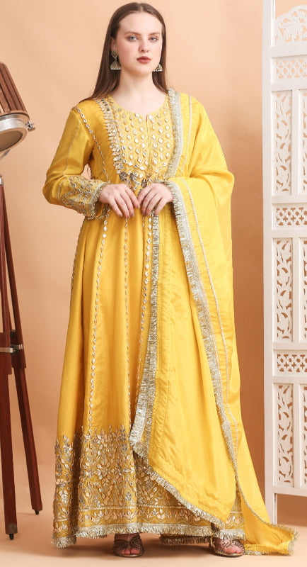 Radiant Sun-Kissed Yellow Gota Patti Anarkali Suit