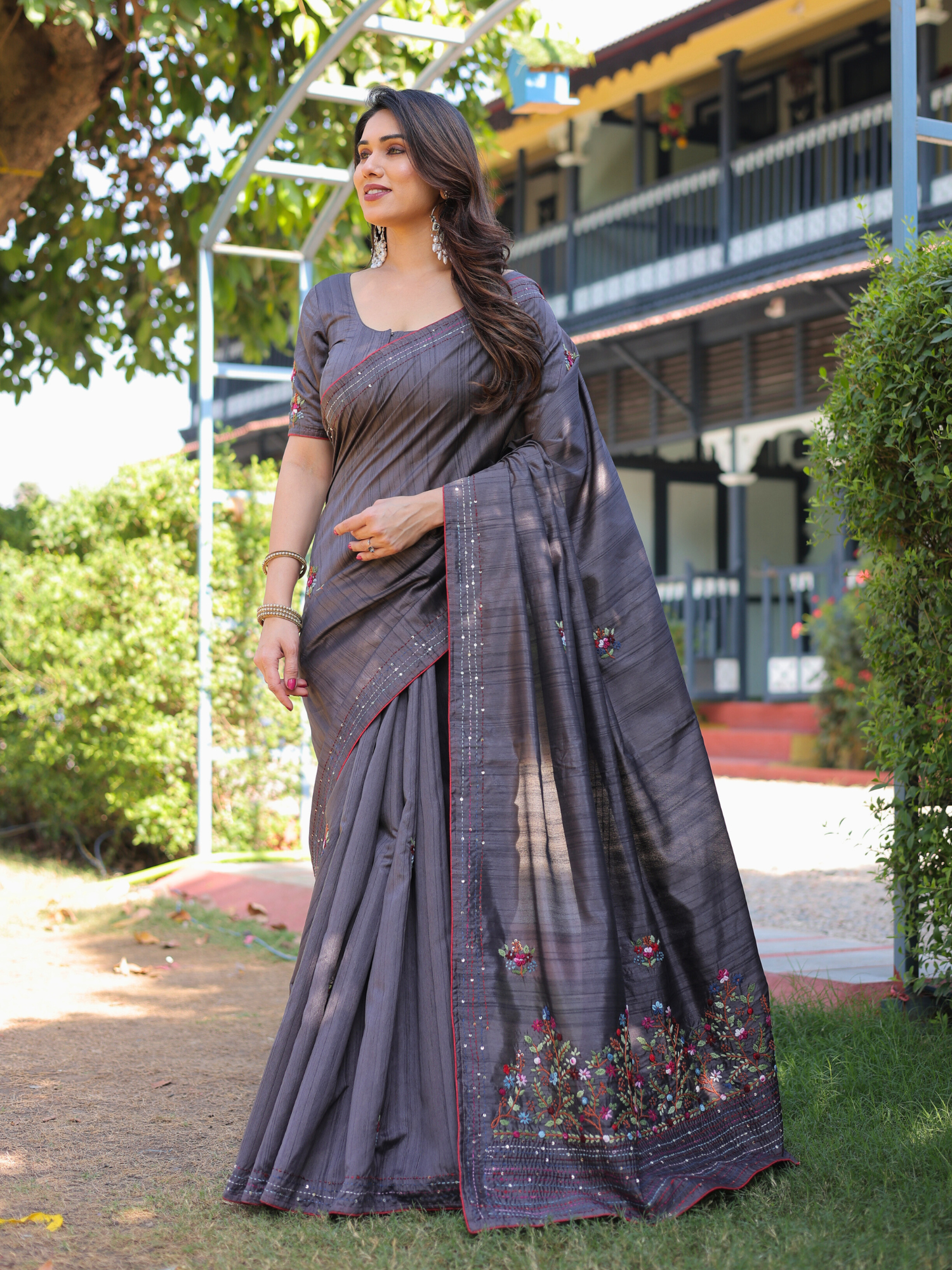 Shanti Grey saree with blouse