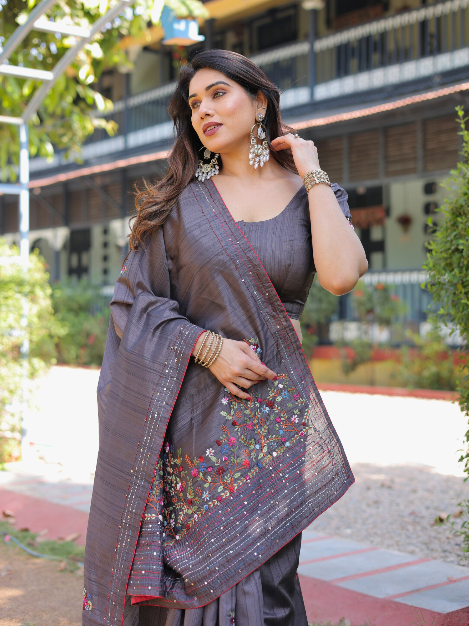 Shanti Grey saree with blouse