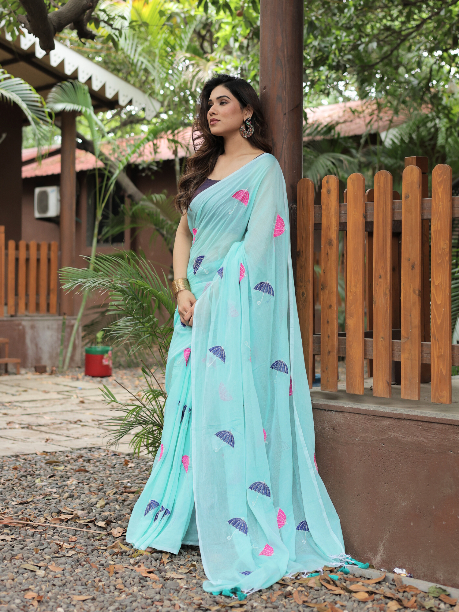 Suhani embroidered cotton saree with blouse