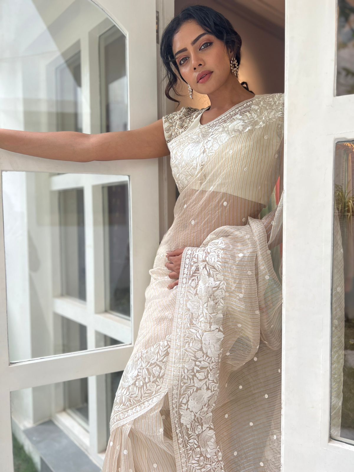 Angel White Tissue Saree