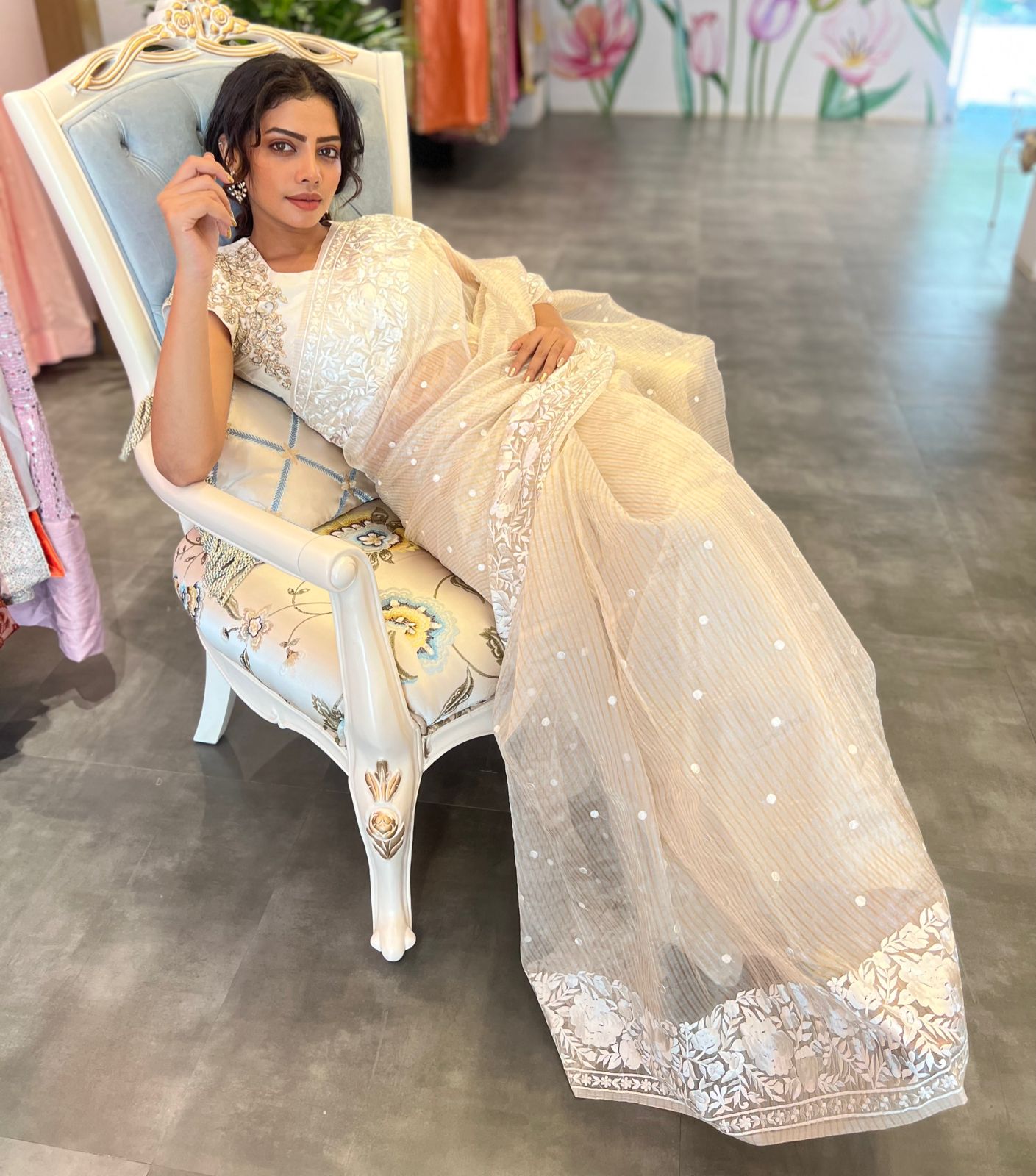Angel White Tissue Saree