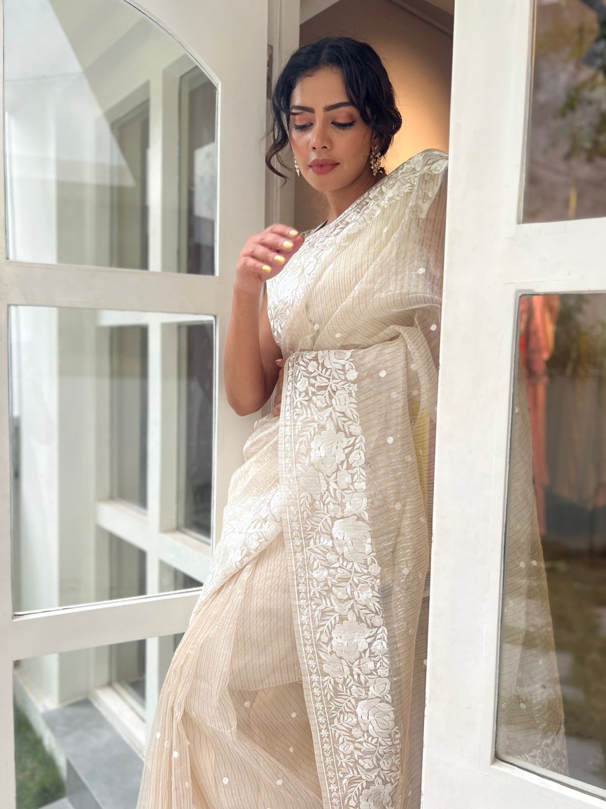 Angel White Tissue Saree