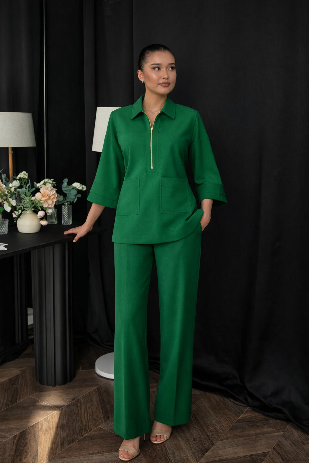 Mahira coordset bottle green