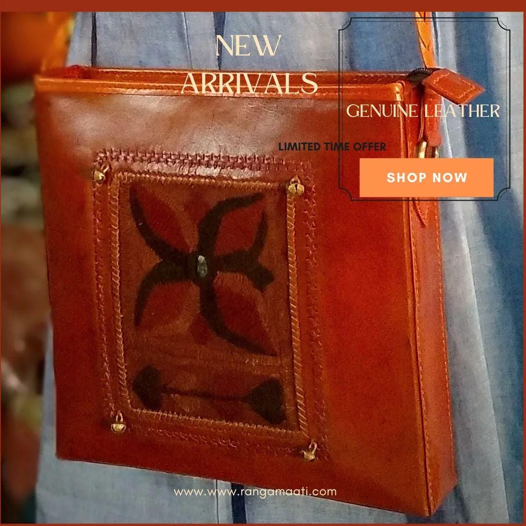 Regalia Red Hand-Stitched & Embroidered Leather Designer Handbag