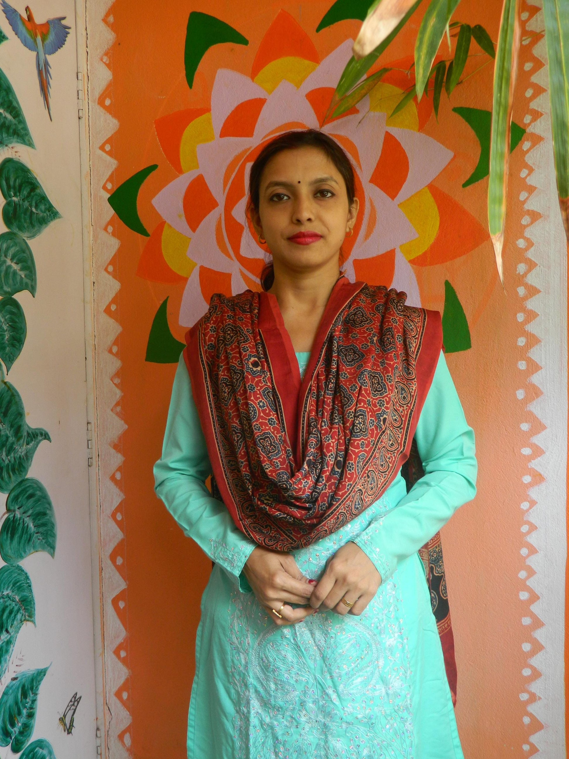 Zubeida Red & Black Ajrakh Modal Silk Dupatta - Natural Dye Stole