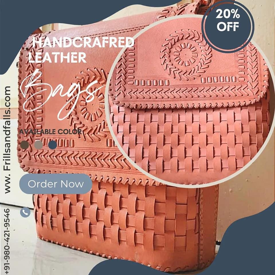 Lumina Peach Handbraided Leather Designer Bag - Cross Shoulder Sling