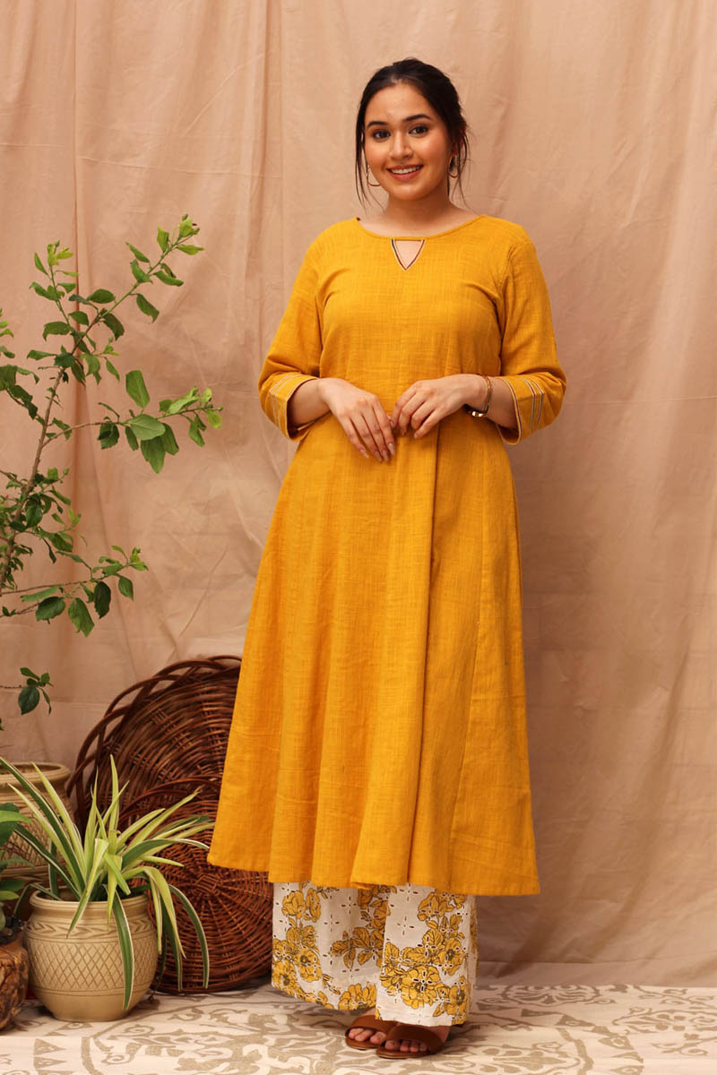 Honey Dew Kurta With Printed Pant