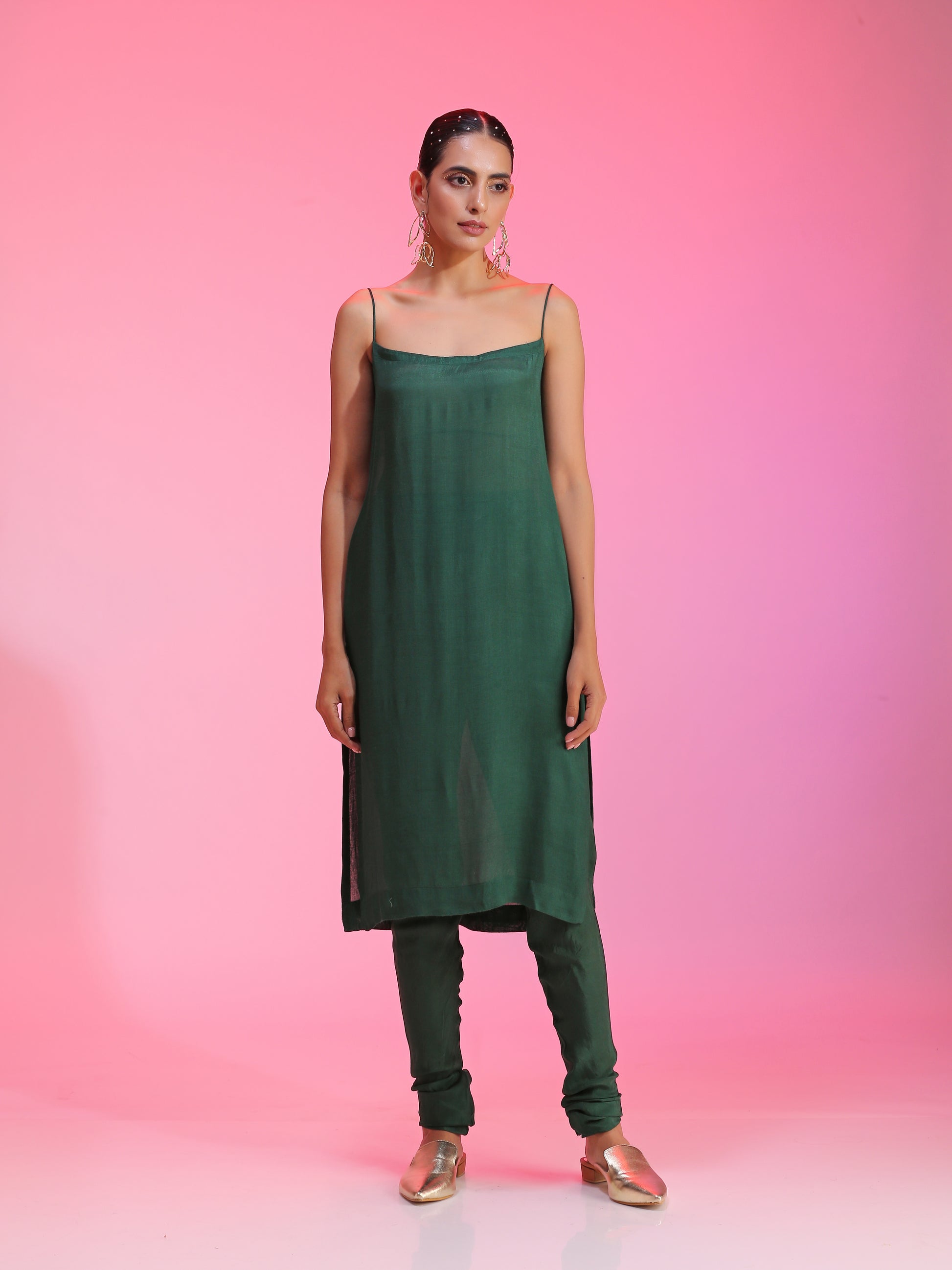 Green Sequin Dabka Zardozi Floral Kalidar Kurta Churidar Dupatta
