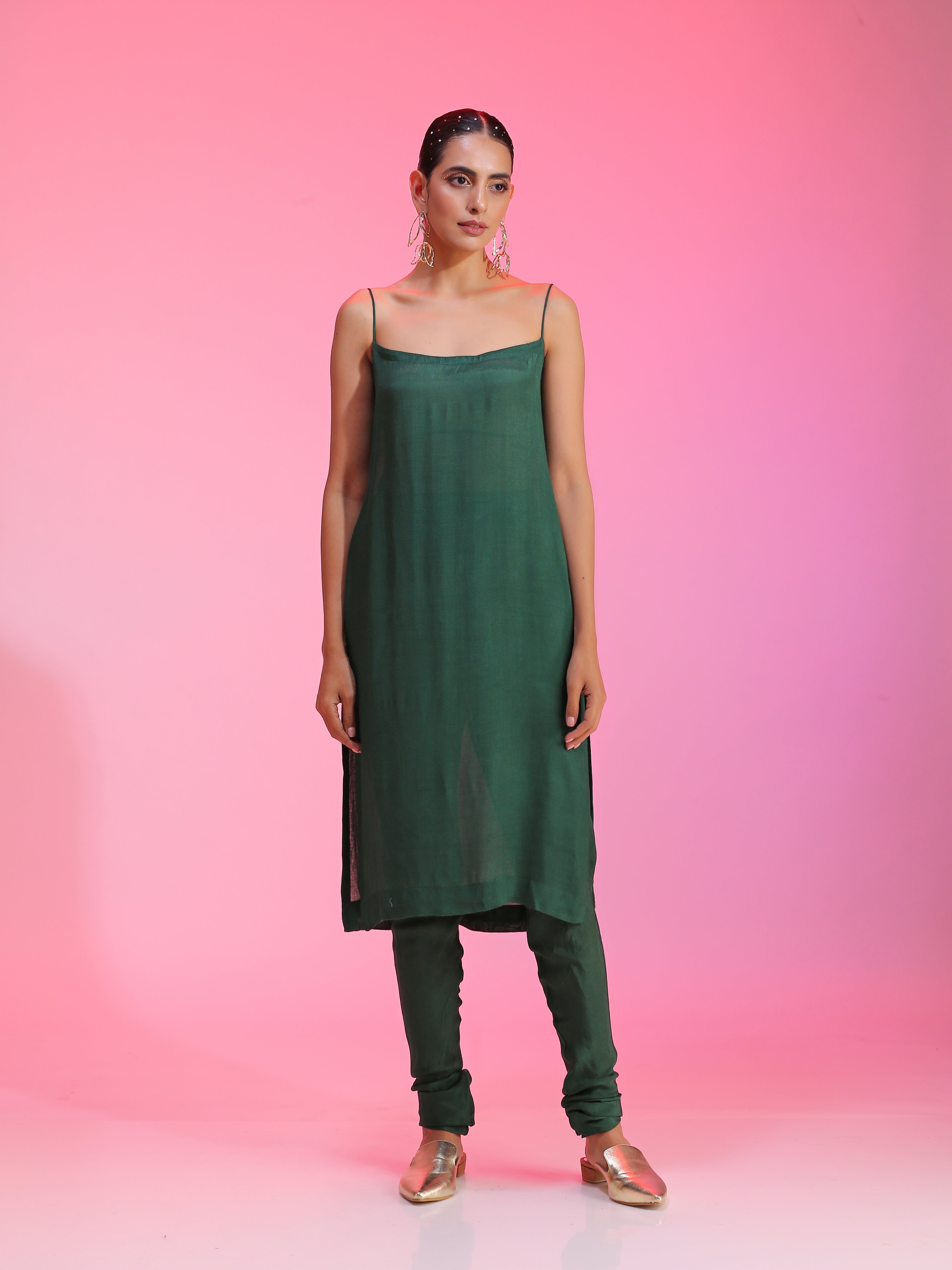 Green Sequin Dabka Zardozi Floral Kalidar Kurta Churidar Dupatta